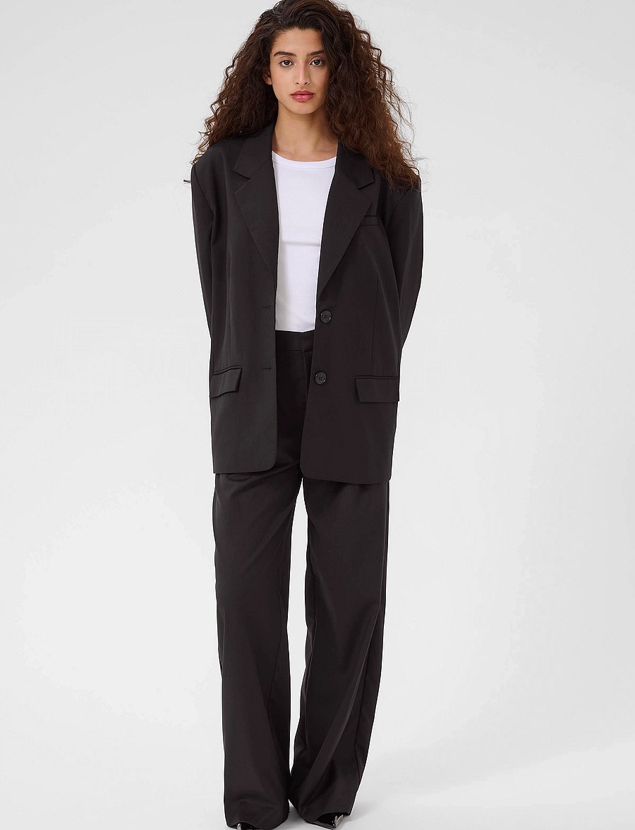 Gestuz - PaulaGZ MW wide pants NOOS - kostymbyxor - black - 3