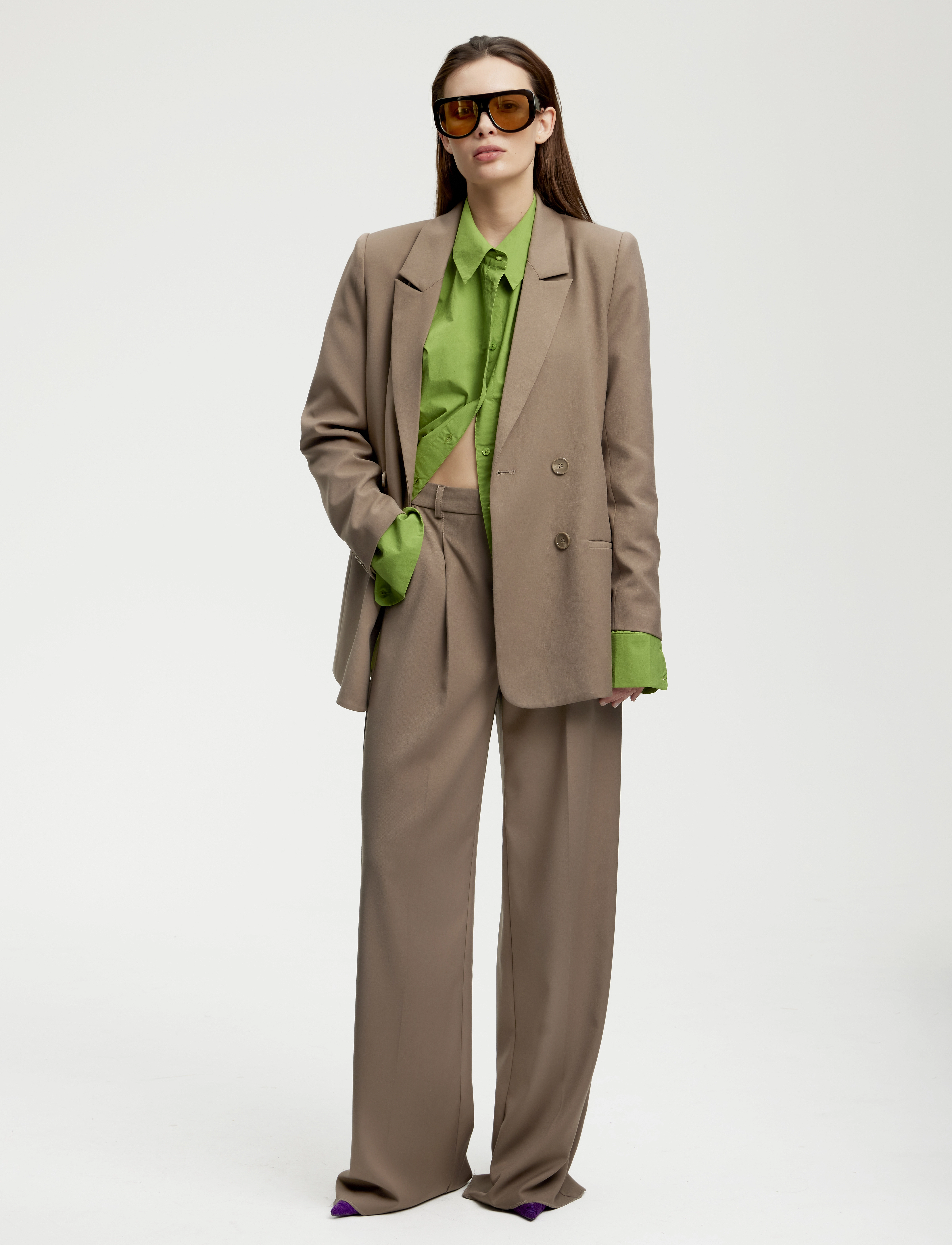 Gestuz Paulagz Blazer, 42, Khaki green, Blazere > Dobbeltradede Blazere, Dame