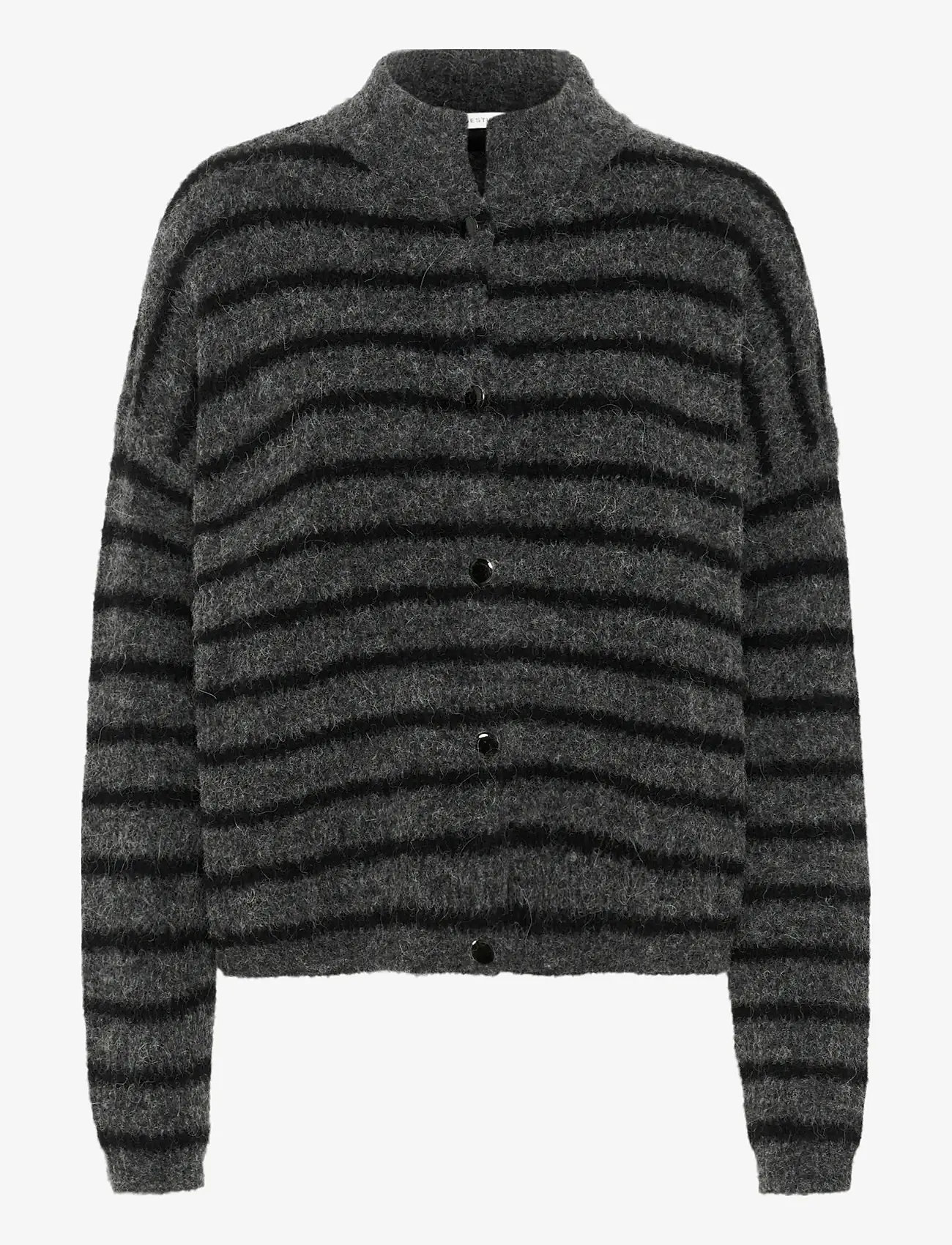 Gestuz - AlphaGZ short cardigan NOOS - cardigans - charcoal black striped - 1
