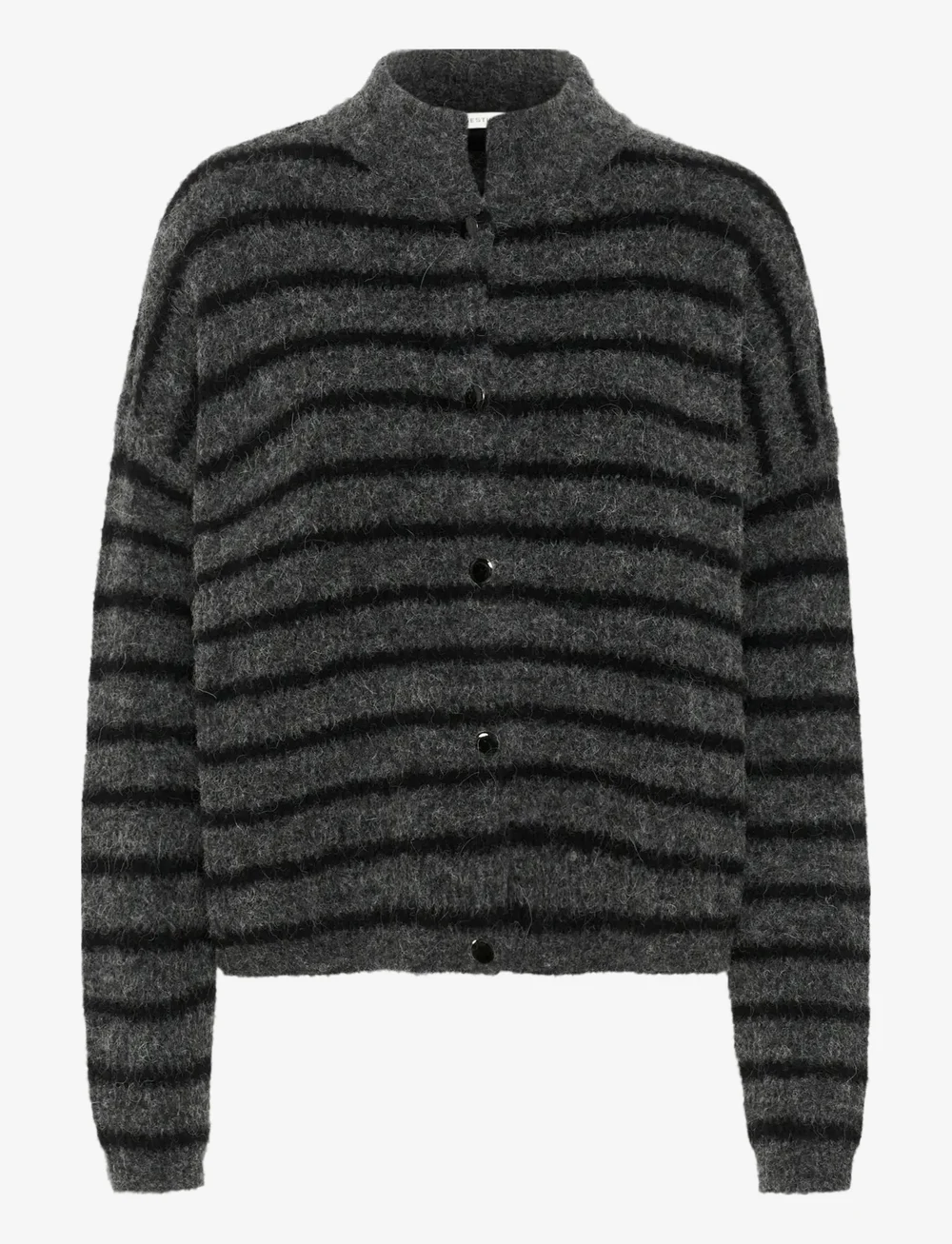 Gestuz - AlphaGZ short cardigan NOOS - cardigans - charcoal black striped - 1