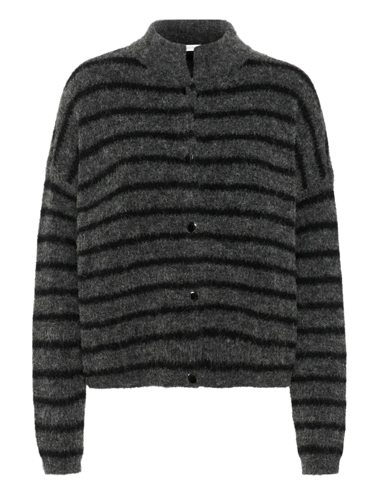 Gestuz AlphaGZ short cardigan NOOS - Stickat - CHARCOAL BLACK STRIPED / black
