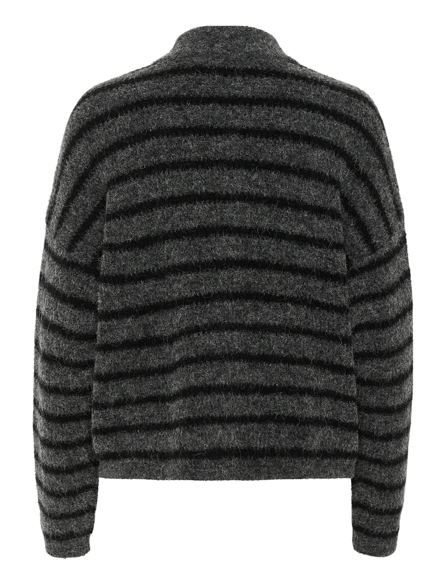 Gestuz - AlphaGZ short cardigan NOOS - cardigans - charcoal black striped - 2