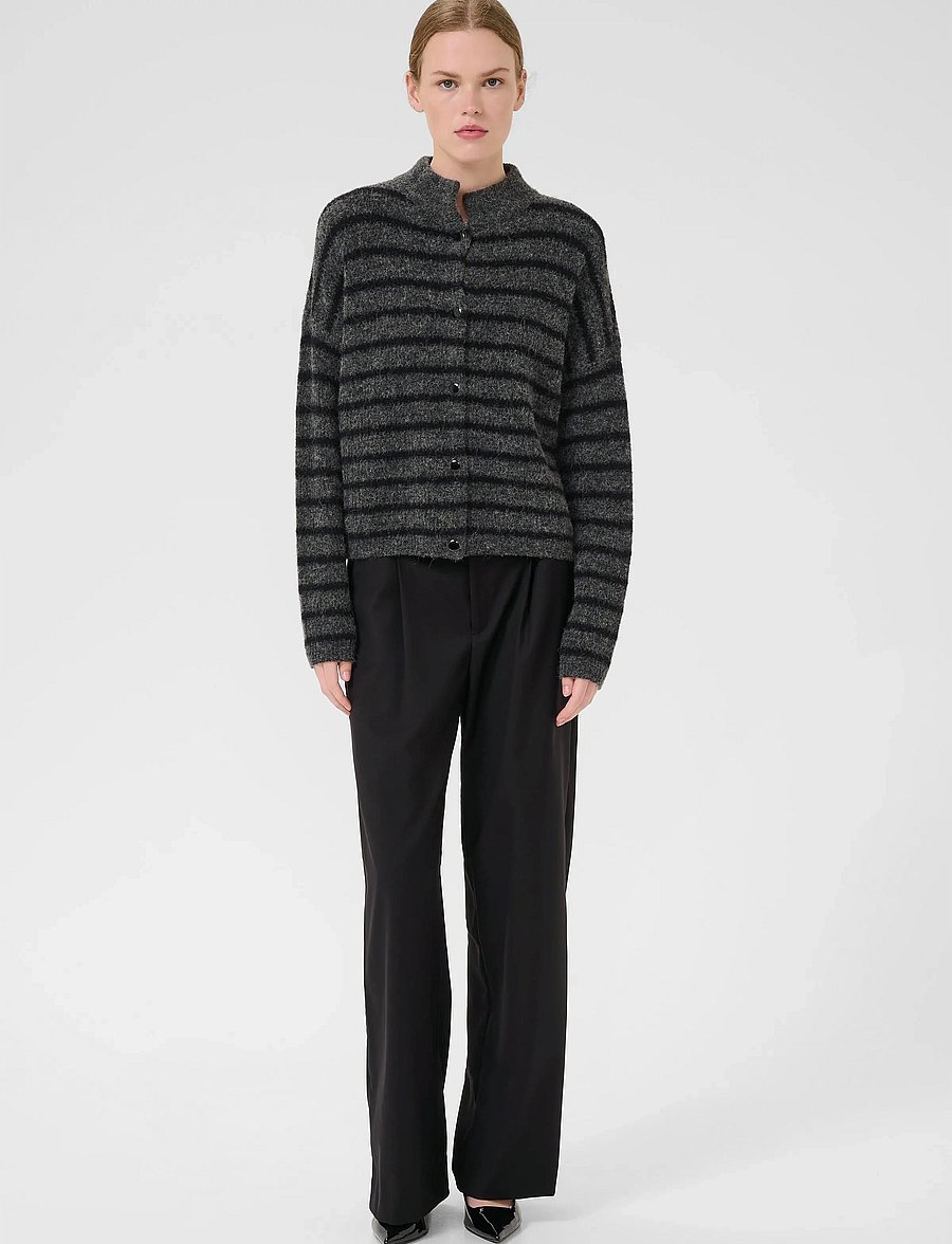 Gestuz - AlphaGZ short cardigan NOOS - cardigans - charcoal black striped - 3