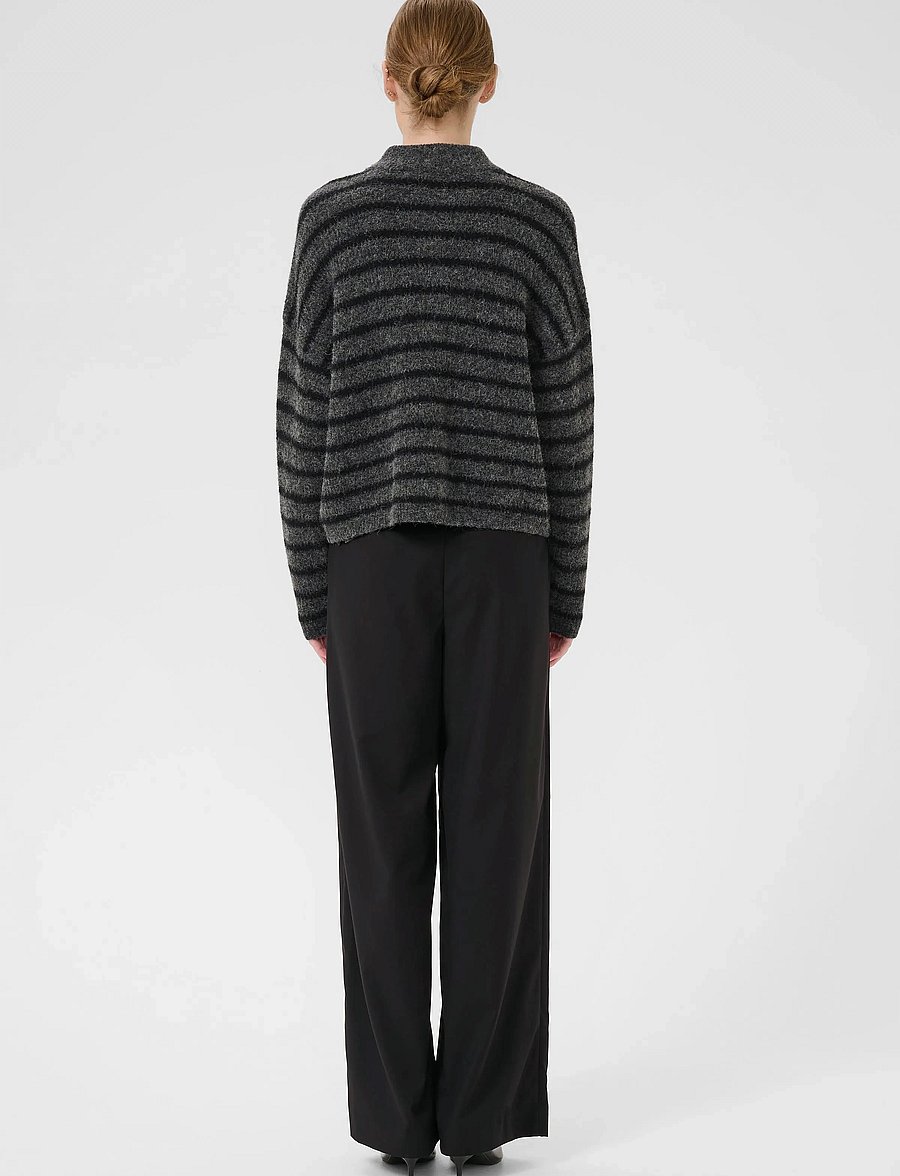 Gestuz - AlphaGZ short cardigan NOOS - cardigans - charcoal black striped - 4