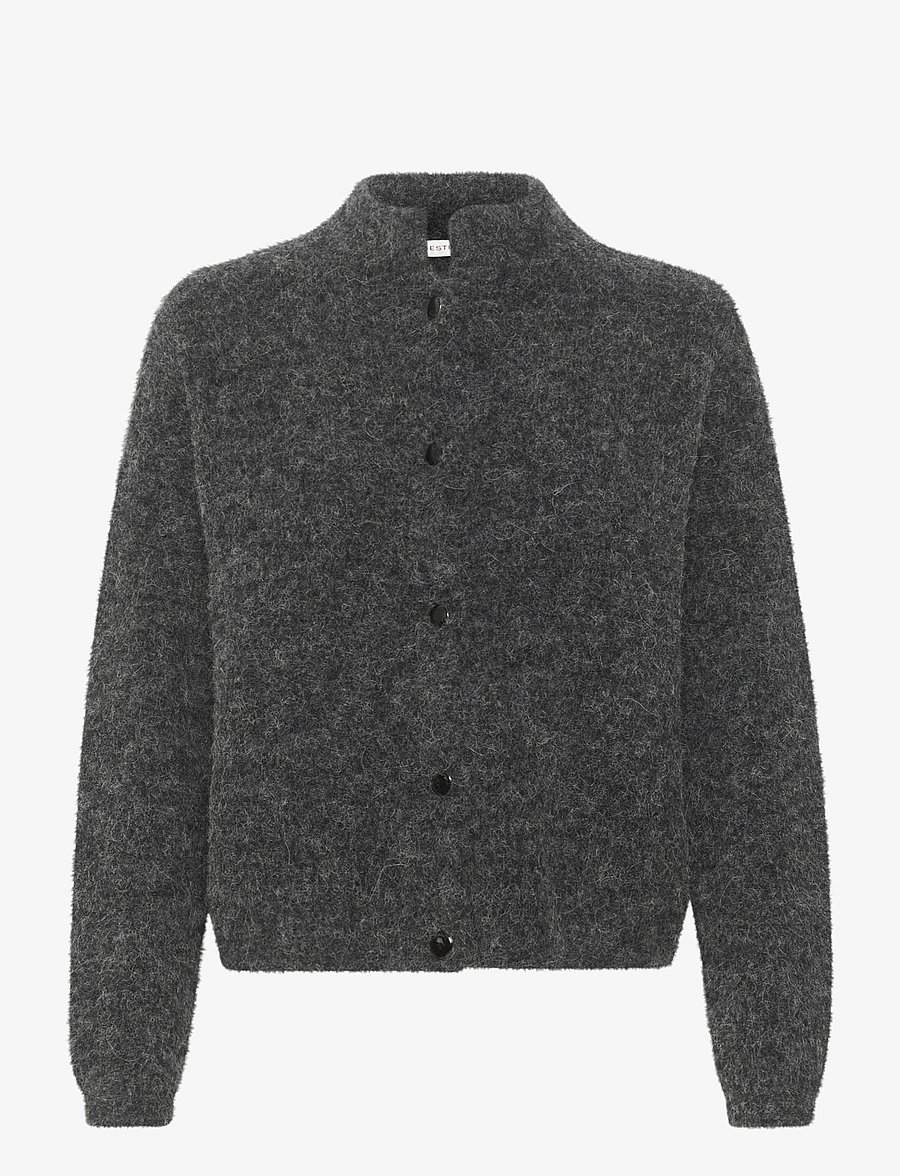 Gestuz - AlphaGZ short cardigan NOOS - cardigans - charcoal melange - 1