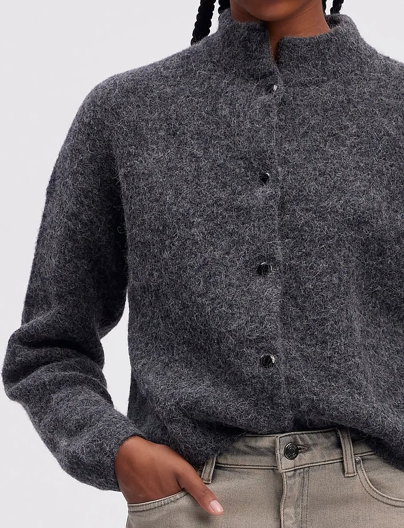 Gestuz - AlphaGZ short cardigan NOOS - koftor - charcoal melange - 5