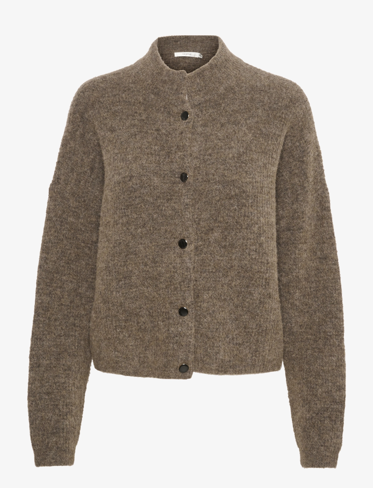 Gestuz AlphaGZ short cardigan NOOS - Cardigans - DARK SAND MELANGE / khaki/green