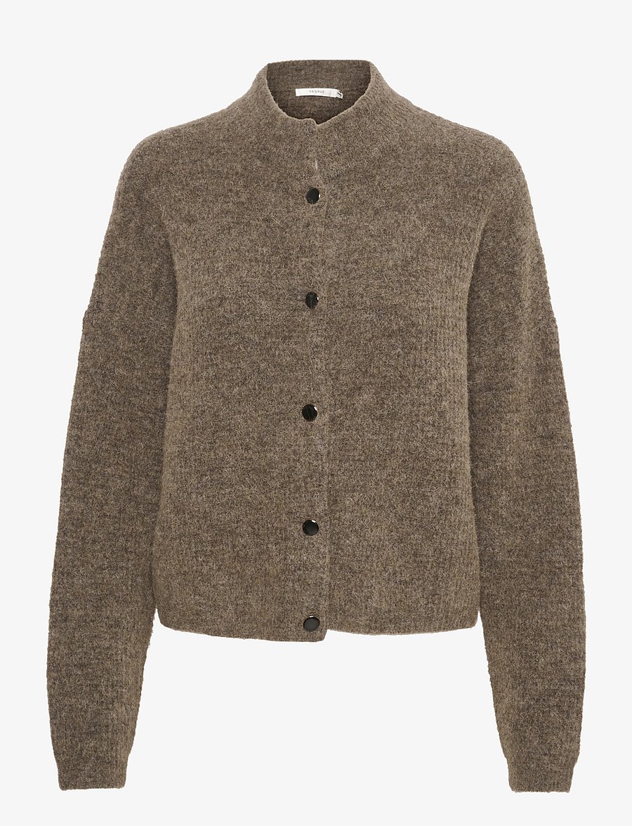 Gestuz - AlphaGZ short cardigan NOOS - hnepptar peysur - dark sand melange - 1