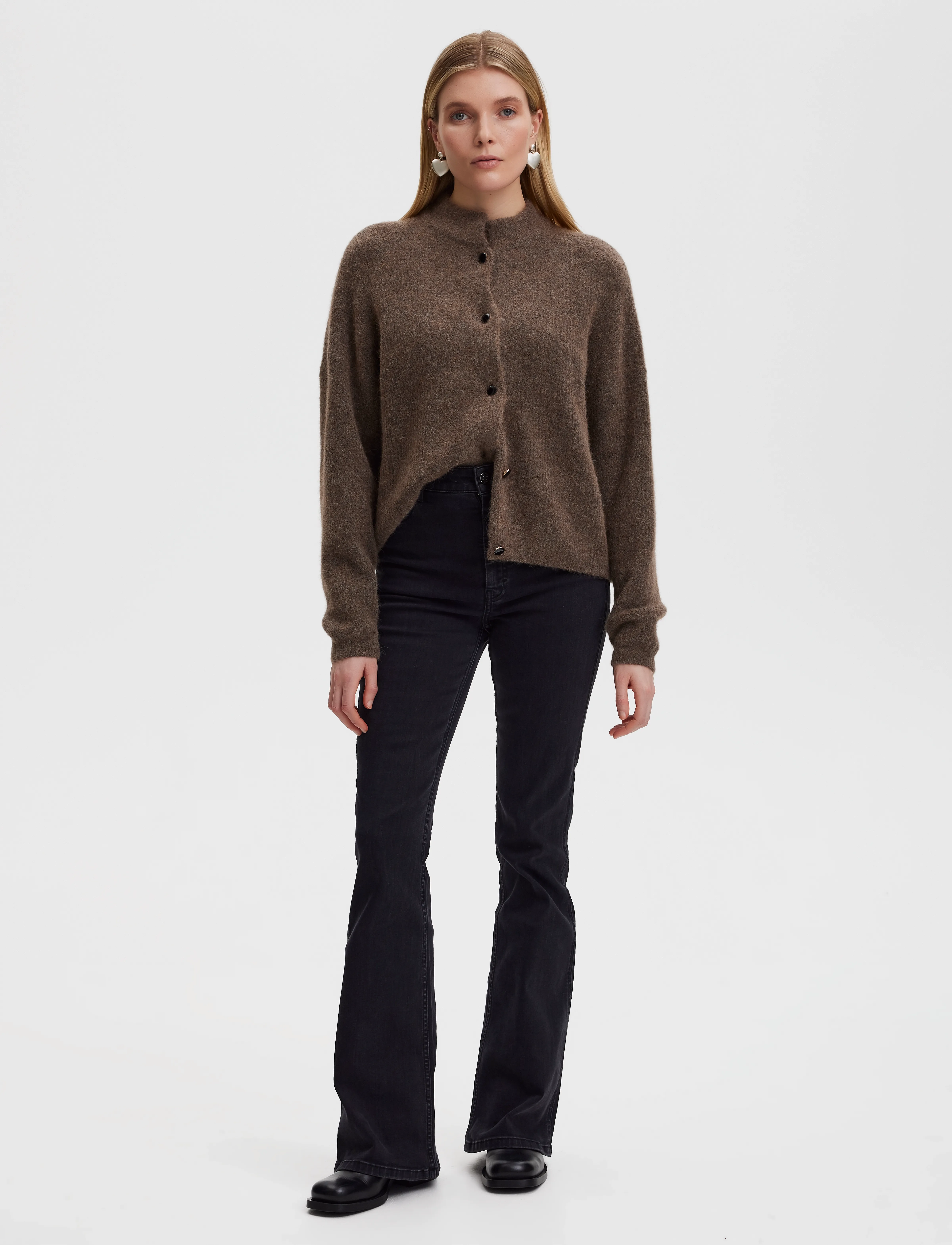 Gestuz - AlphaGZ short cardigan NOOS - hnepptar peysur - dark sand melange - 3