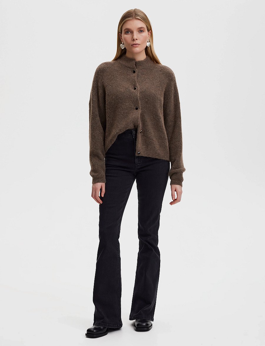 Gestuz - AlphaGZ short cardigan NOOS - hnepptar peysur - dark sand melange - 3