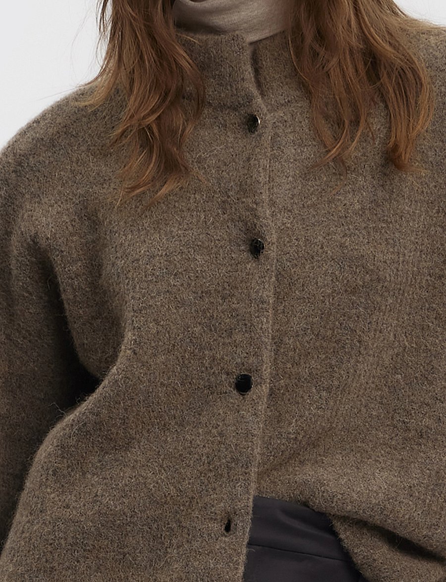 Gestuz - AlphaGZ short cardigan NOOS - hnepptar peysur - dark sand melange - 5