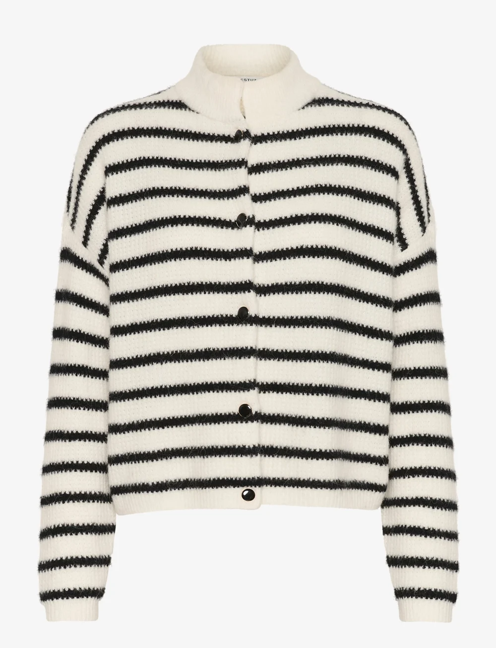 Gestuz - AlphaGZ short cardigan NOOS - cardigans - ivory black striped - 1