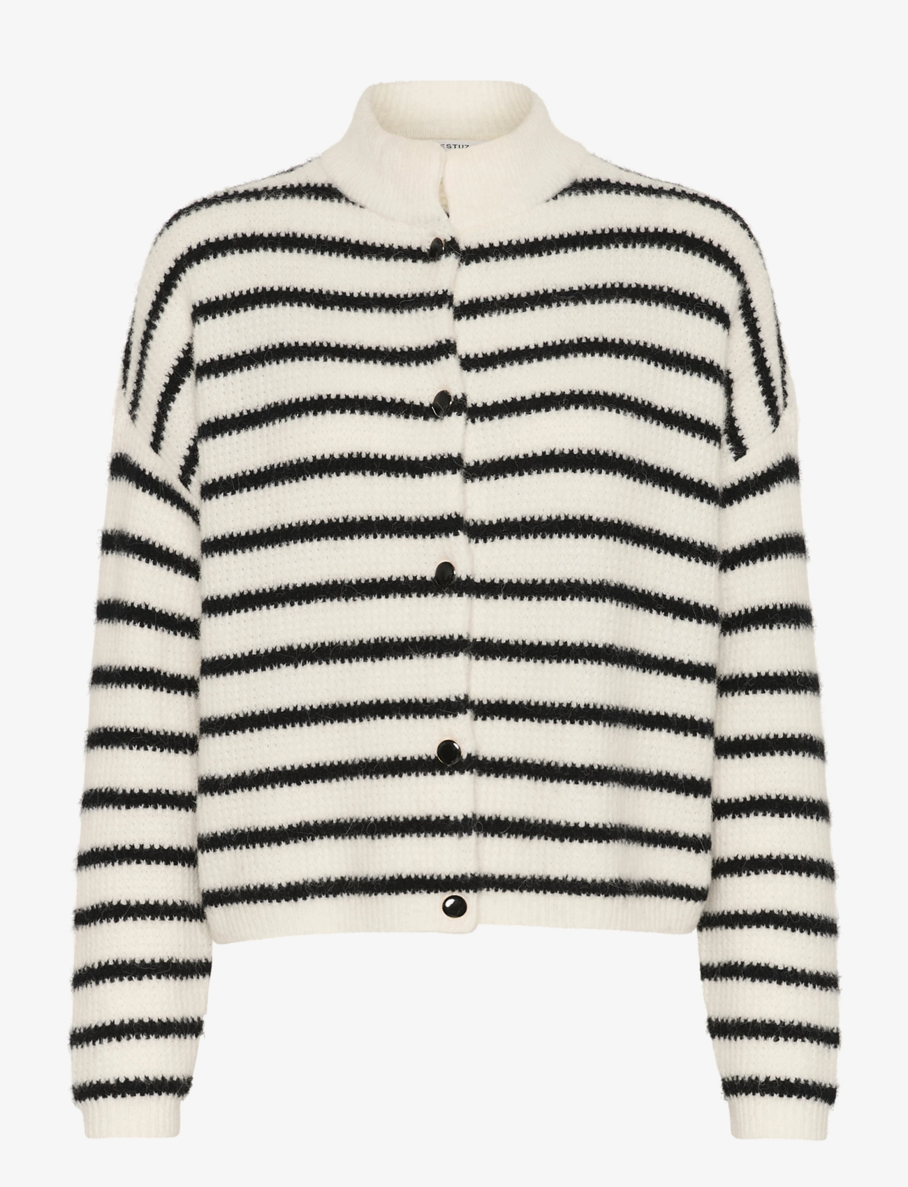 Gestuz AlphaGZ short cardigan NOOS - Stickat - IVORY BLACK STRIPED / cream