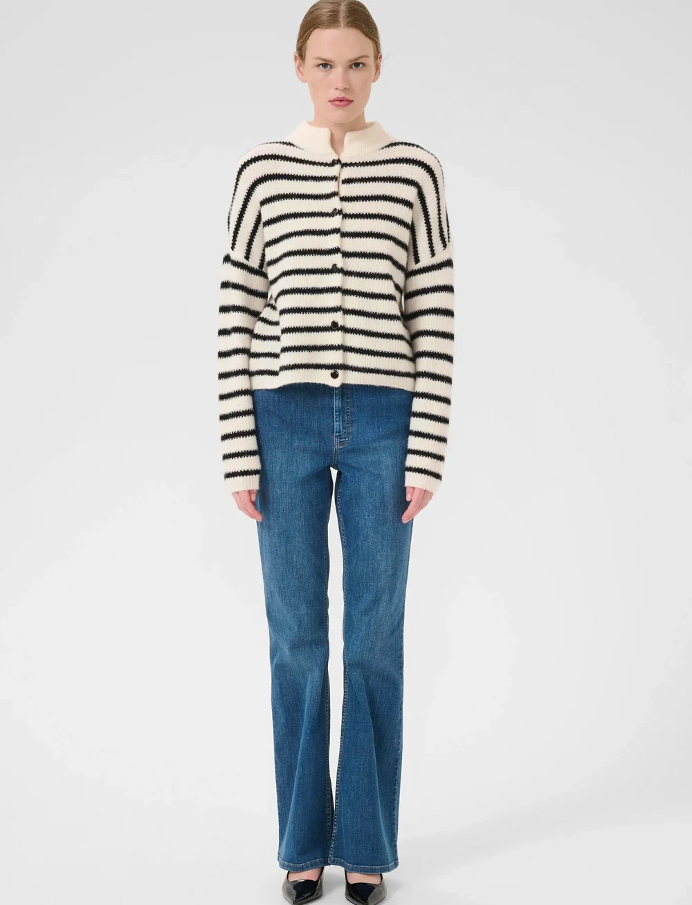 Gestuz - AlphaGZ short cardigan NOOS - cardigans - ivory black striped - 3