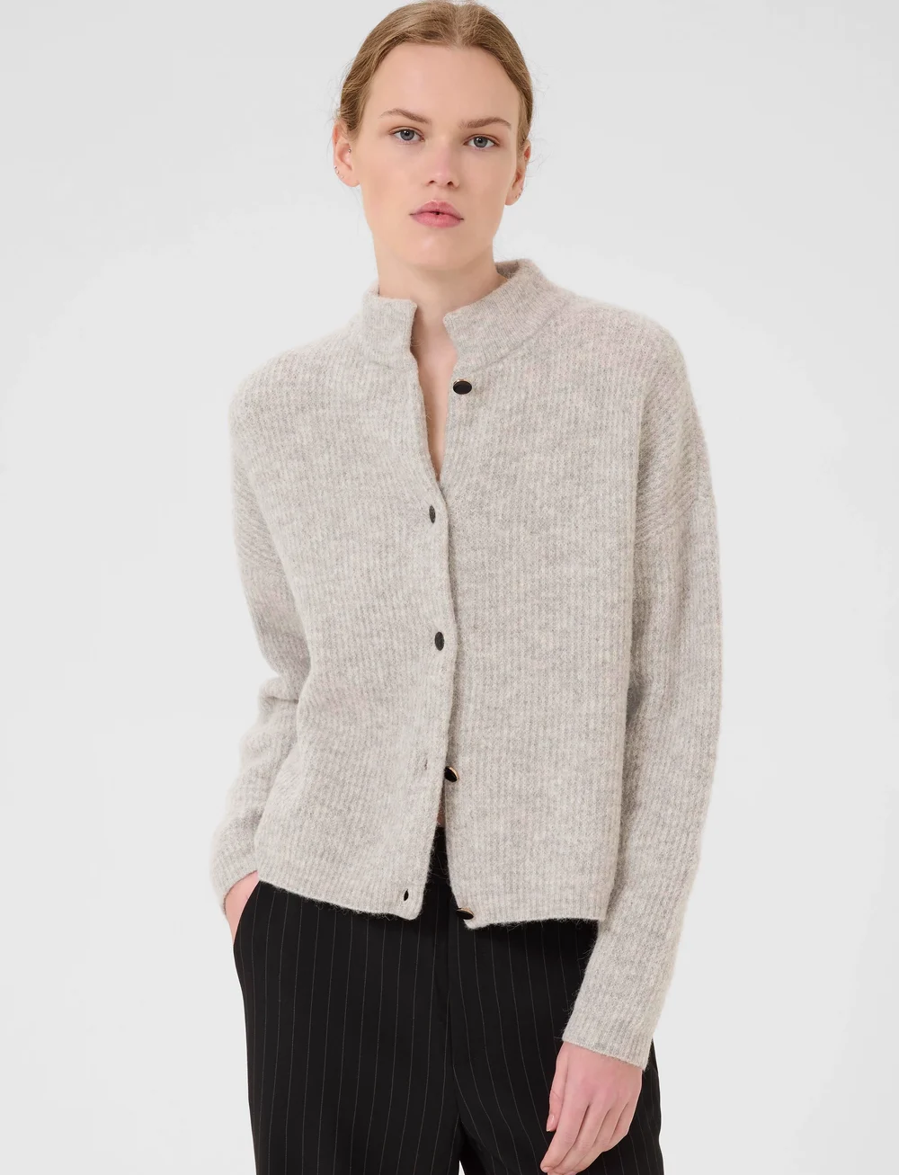 Gestuz - AlphaGZ short cardigan NOOS - cardigans - light grey melange - 0