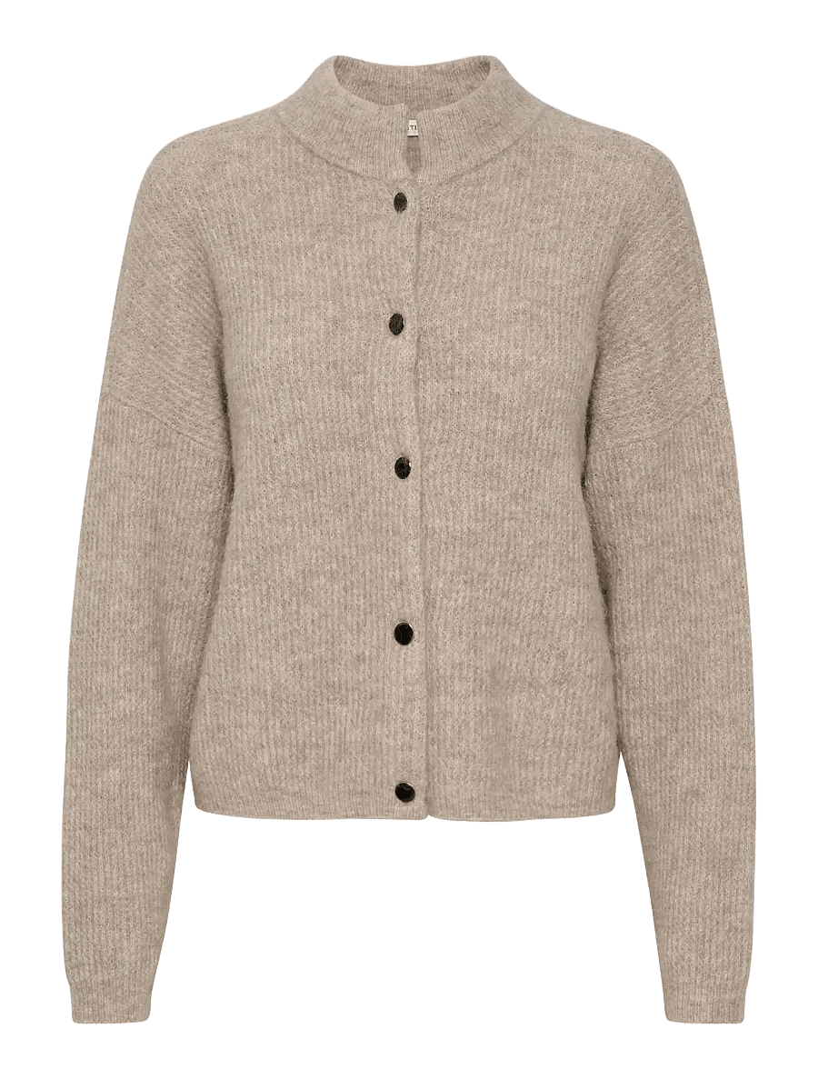 Gestuz - AlphaGZ short cardigan NOOS - koftor - warm sand melange - 1