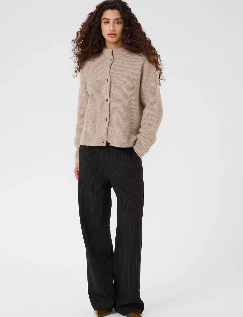 Gestuz - AlphaGZ short cardigan NOOS - koftor - warm sand melange - 0