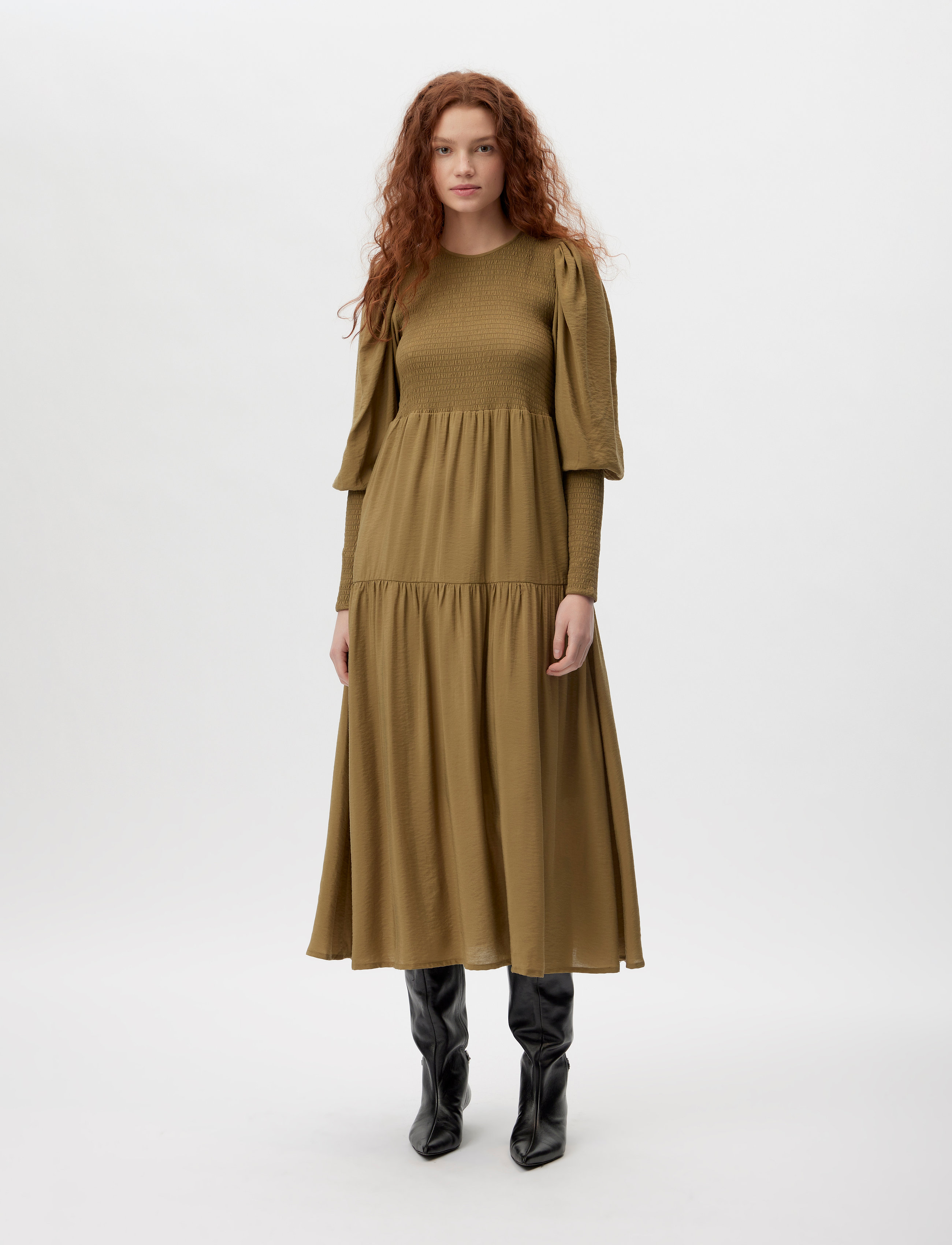 Gestuz MorianaGZ solid long dress - Kampagne - GOTHIC OLIVE / khaki/green
