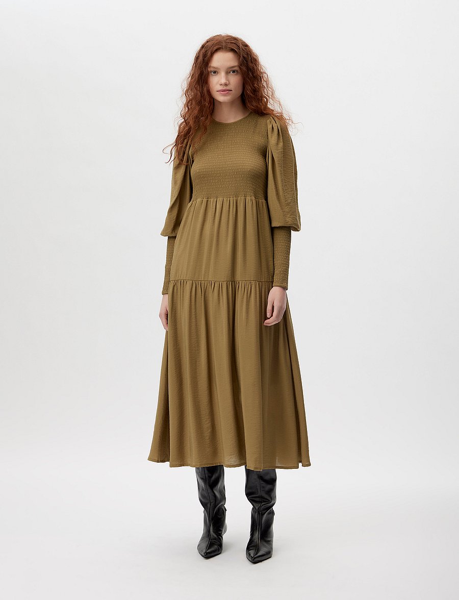 Gestuz - MorianaGZ solid long dress - midiklänningar - gothic olive - 0