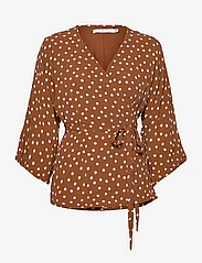 Gestuz - JanikaGZ wrap blouse - langärmlige blusen - mocha bisque dot - 0