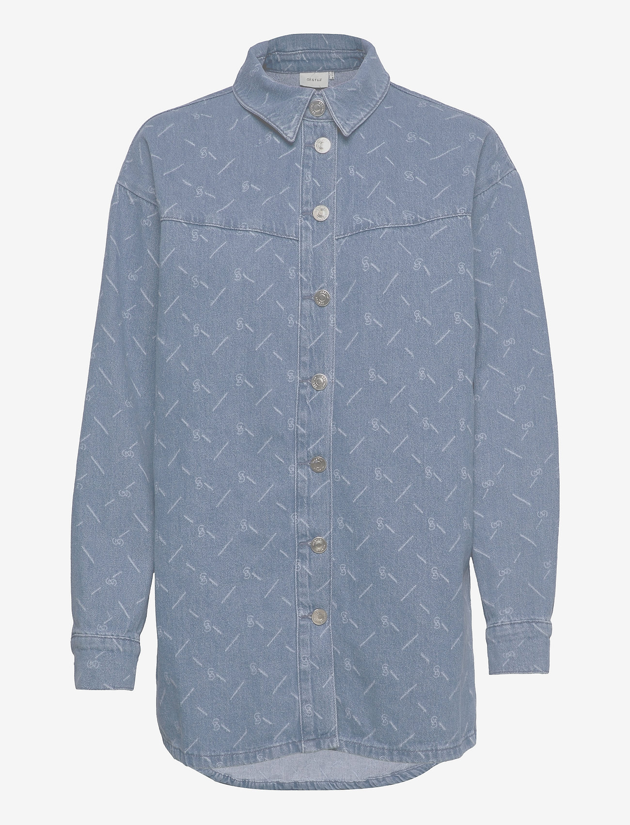 Gestuz - LuvinaGZ OZ shirt - washed mid blue logo - 0