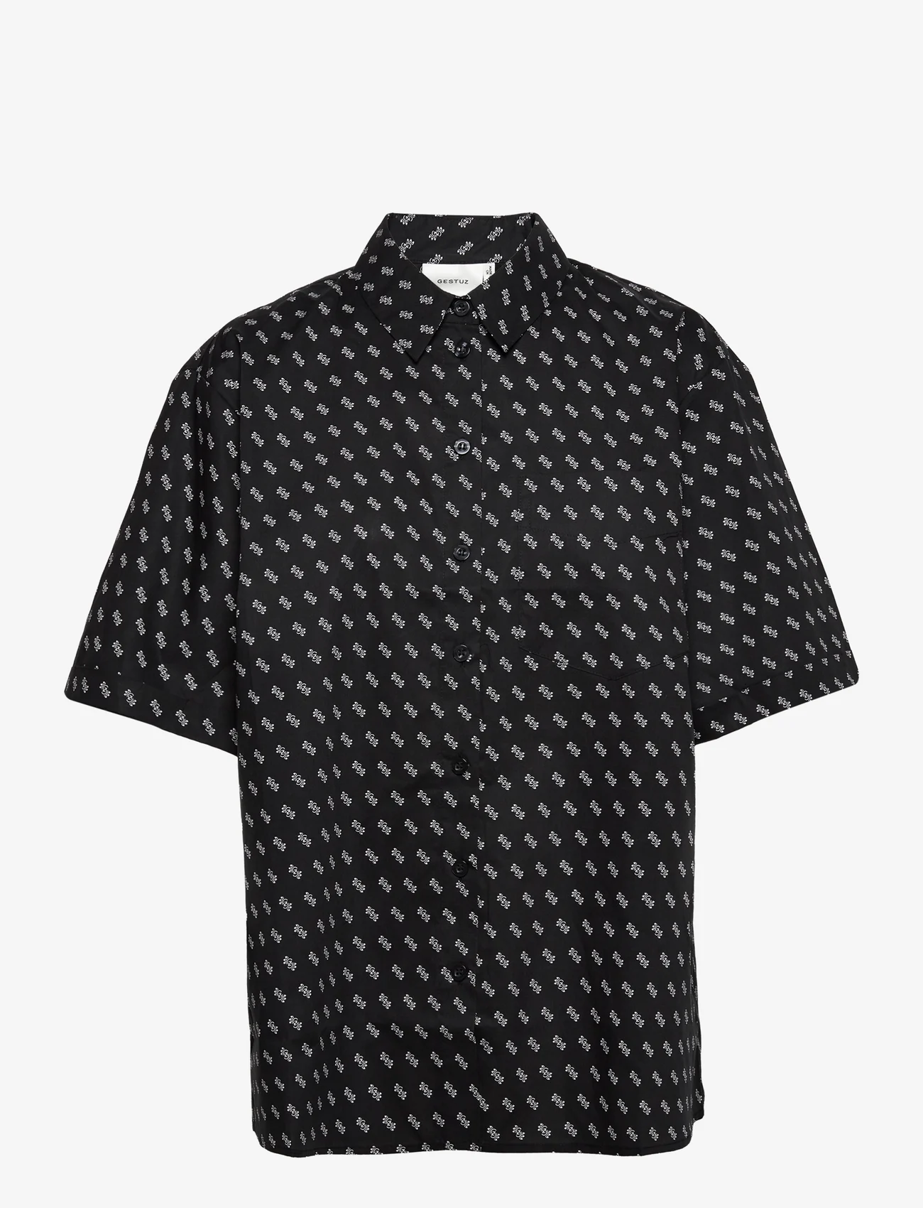 Gestuz - GesjaGZ ss shirt - kortärmade skjortor - black/white logo dot - 0