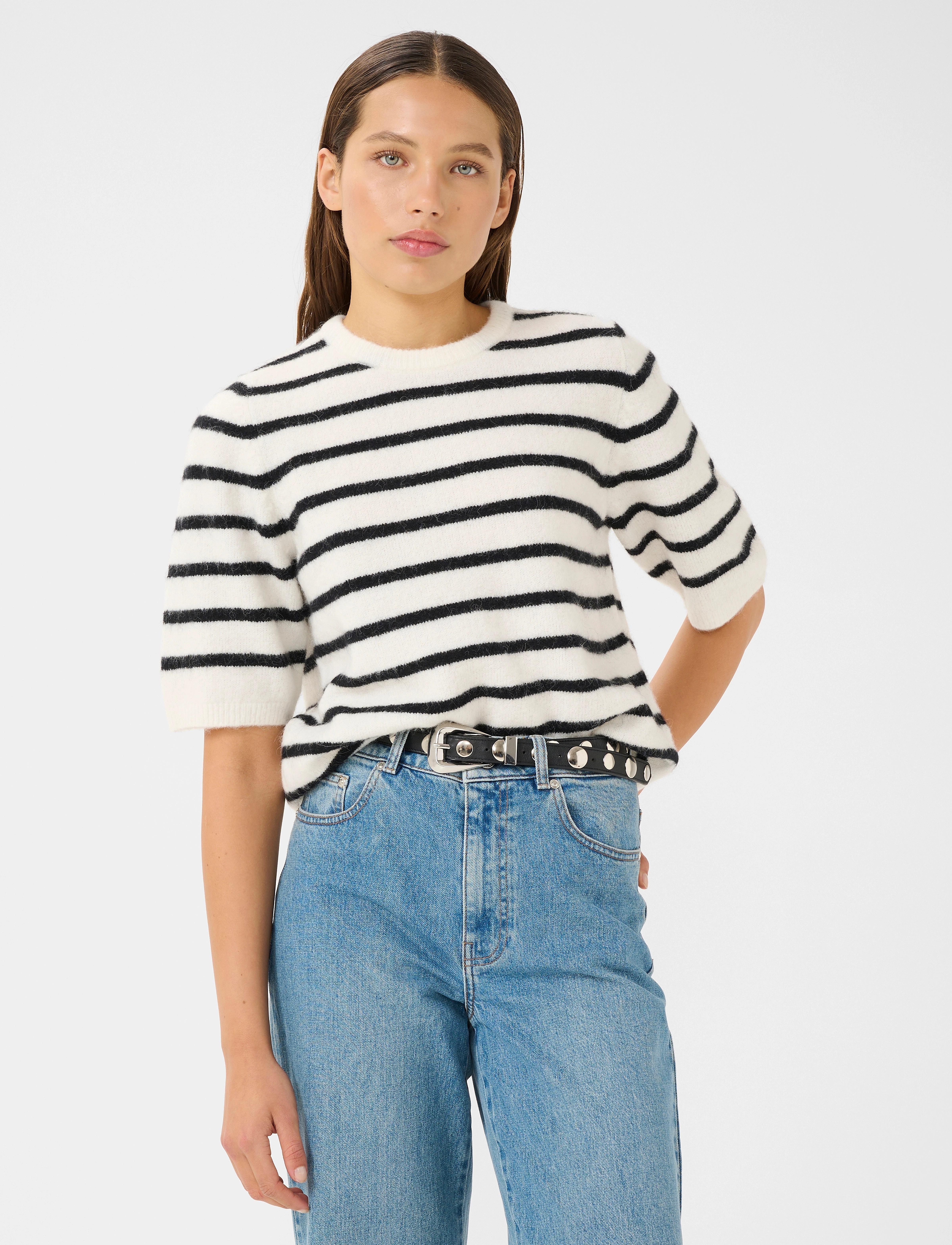 Gestuz - AlphaGZ tee NOOS - ivory black striped - 0