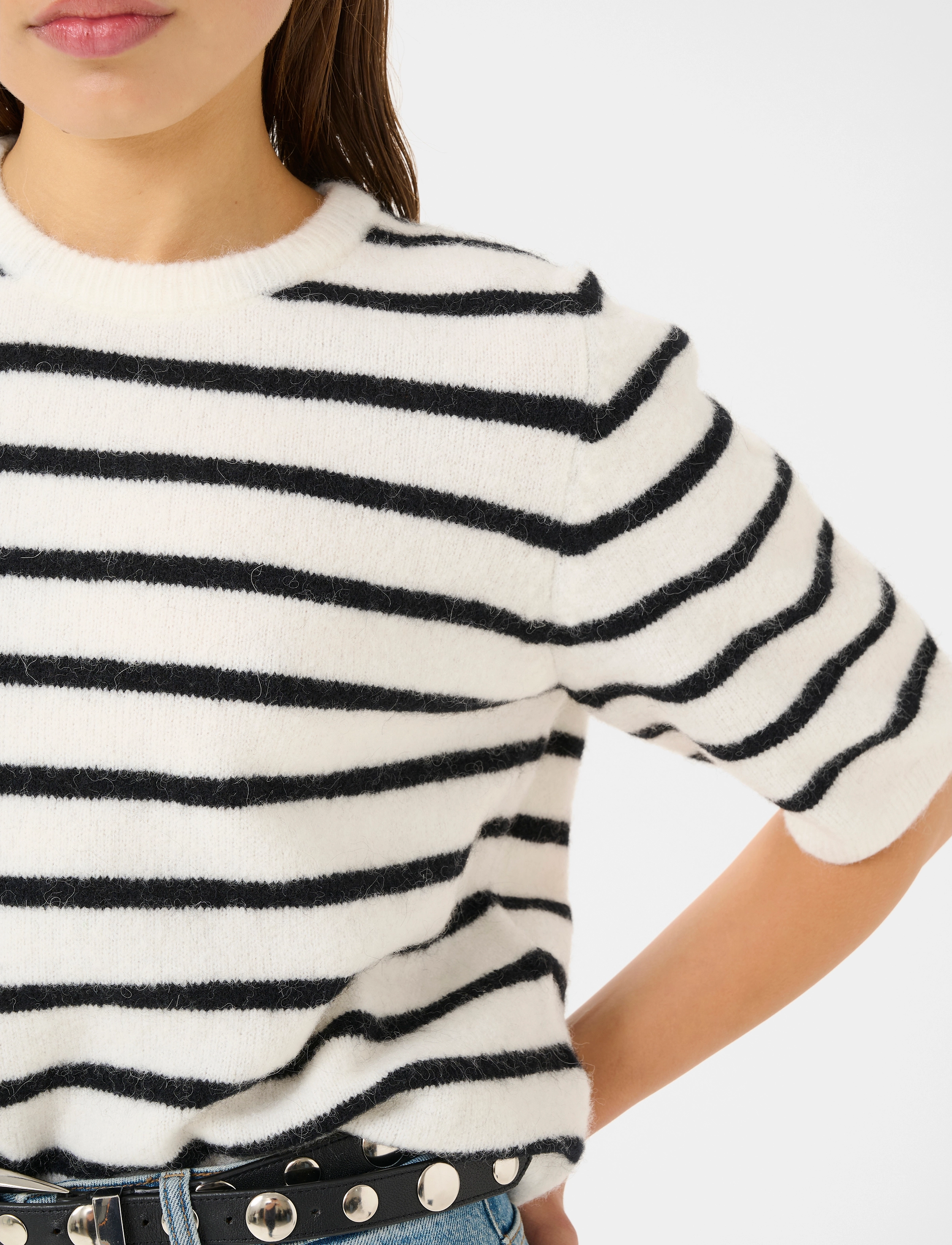 Gestuz - AlphaGZ tee NOOS - ivory black striped - 5