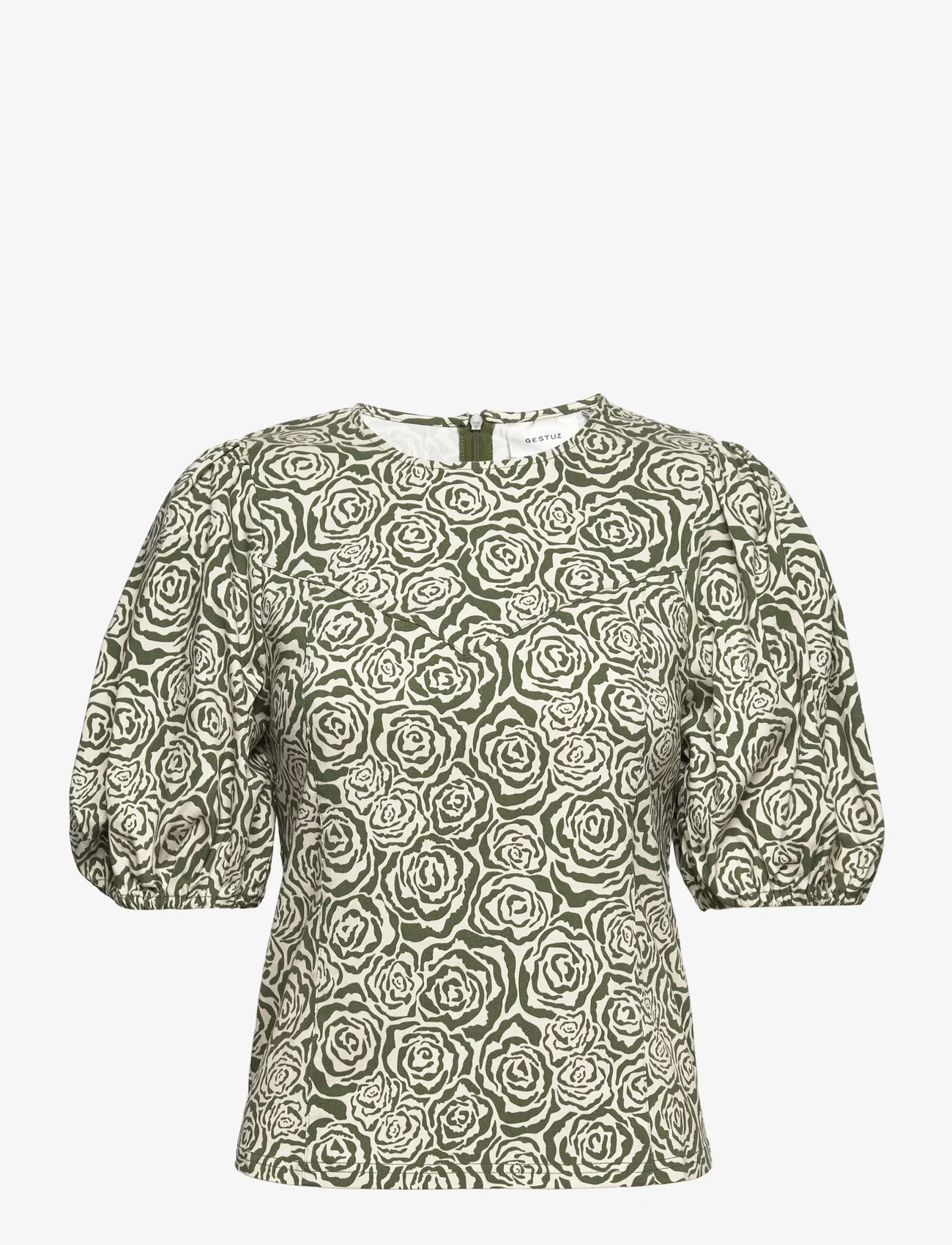 Gestuz - RosilleGZ blouse - blouses korte mouwen - chive green rose - 0