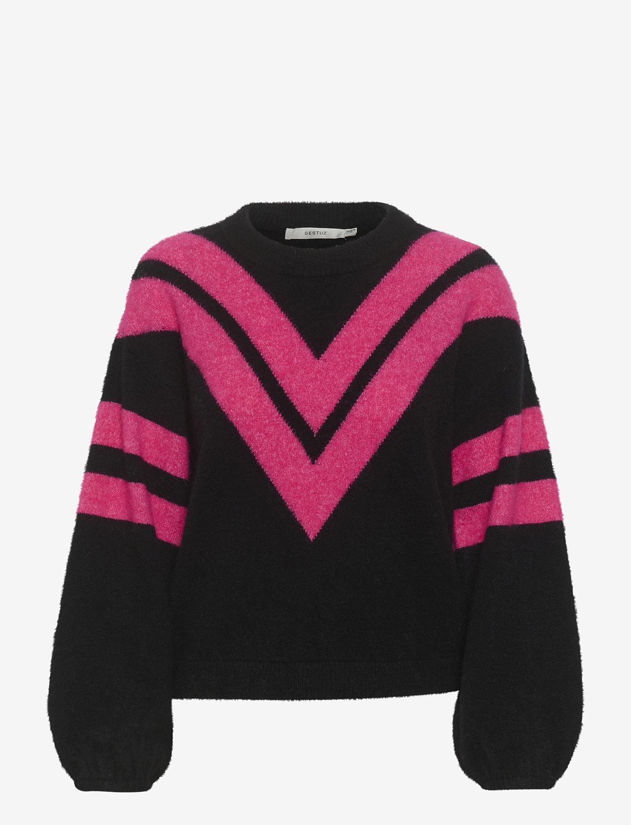 Gestuz - AlphaGZ ls striped pullover - sügisesed riided - black/pink stripe - 1