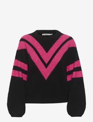 Gestuz - AlphaGZ ls striped pullover - pullover - black/pink stripe - 0