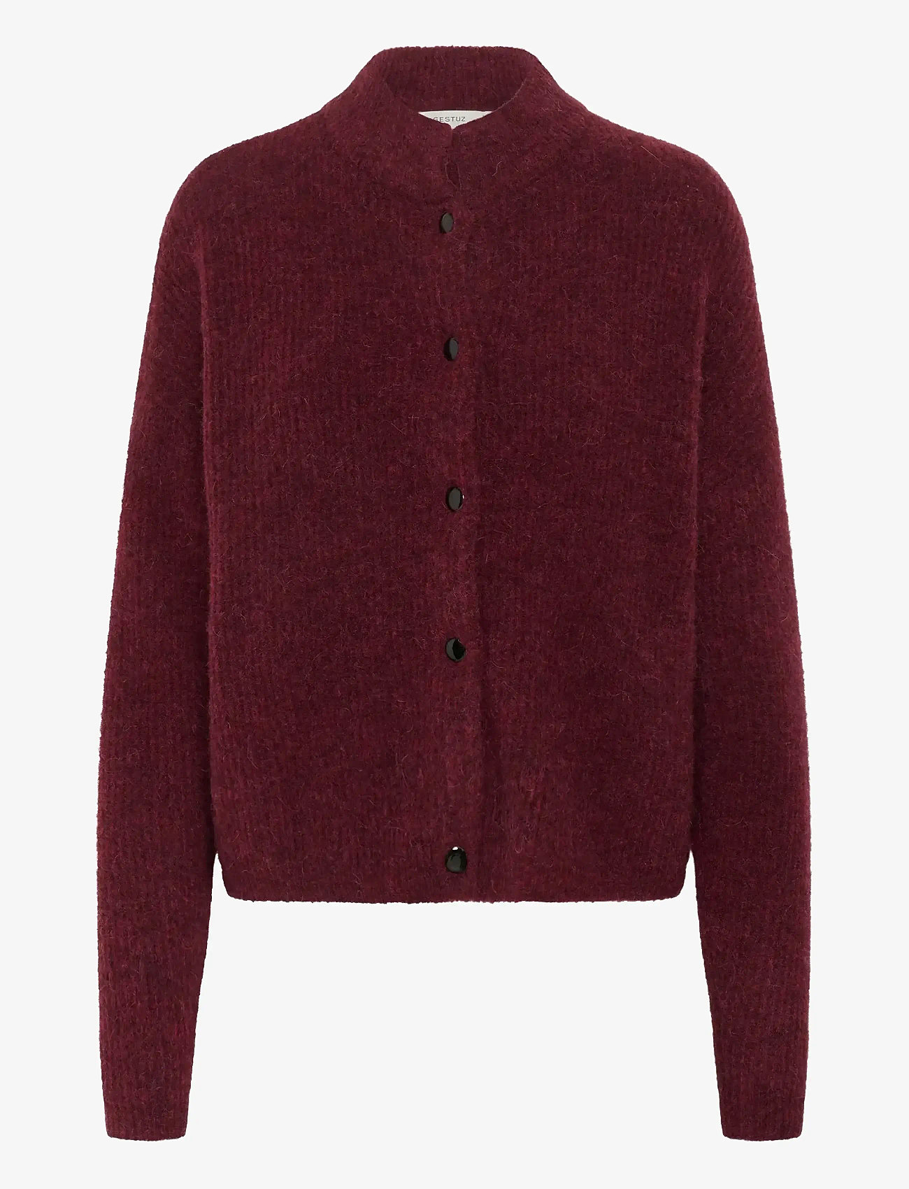 Gestuz - AlphaGZ short cardigan - cardigans - blood red mÉlange - 1