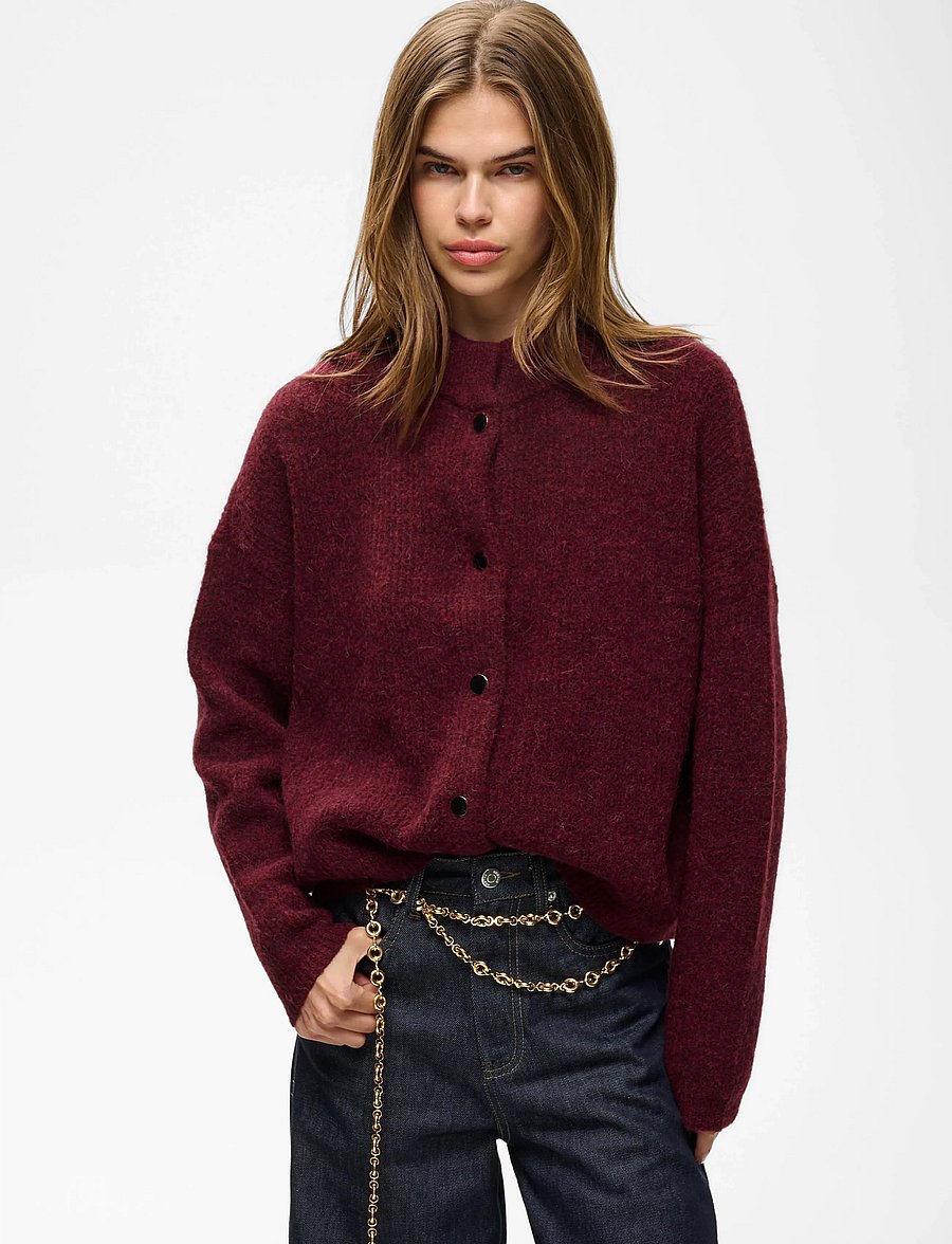 Gestuz - AlphaGZ short cardigan - kardiganai - blood red mÉlange - 4