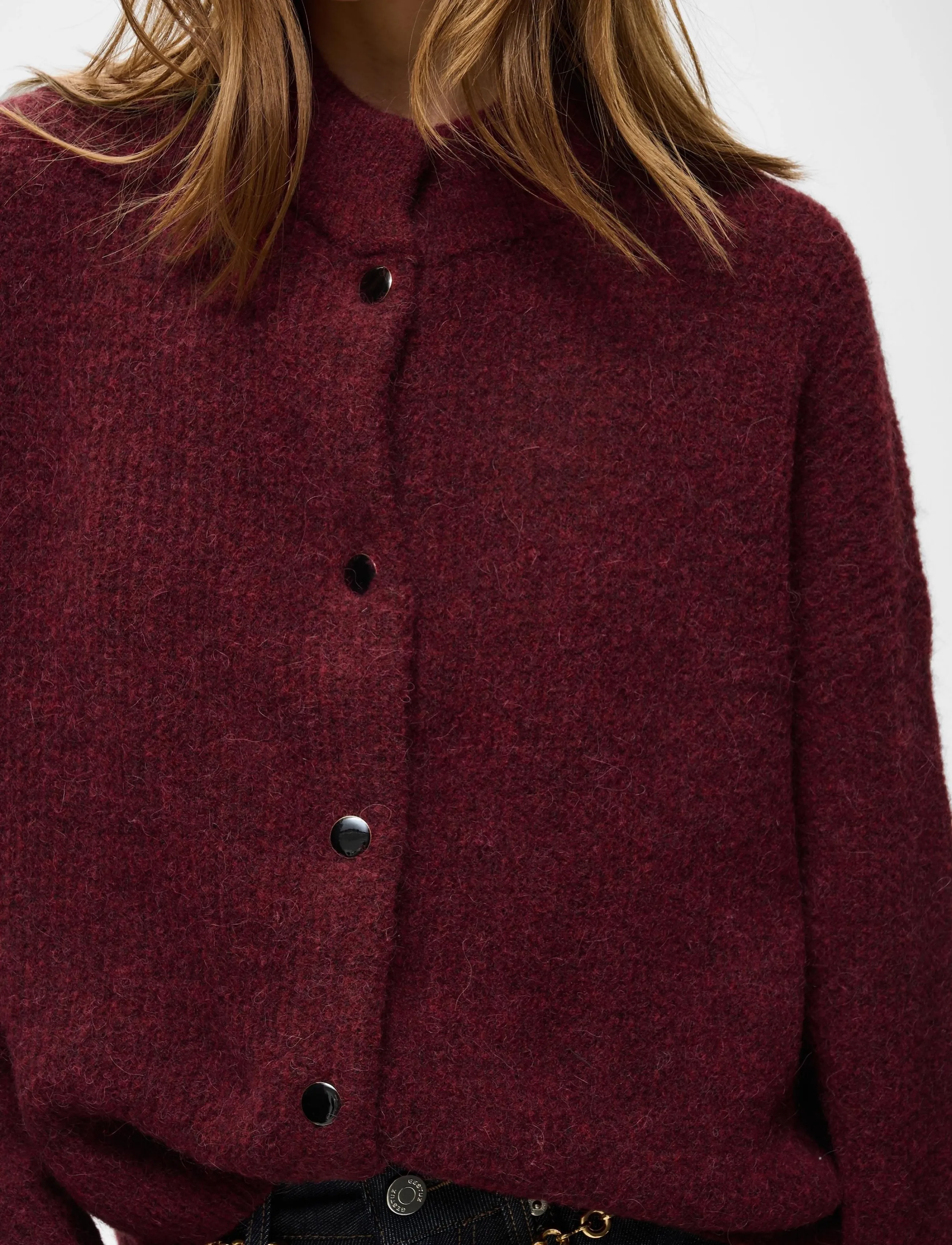Gestuz AlphaGZ short cardigan - Geburtstag - BLOOD RED MÉLANGE / burgundy