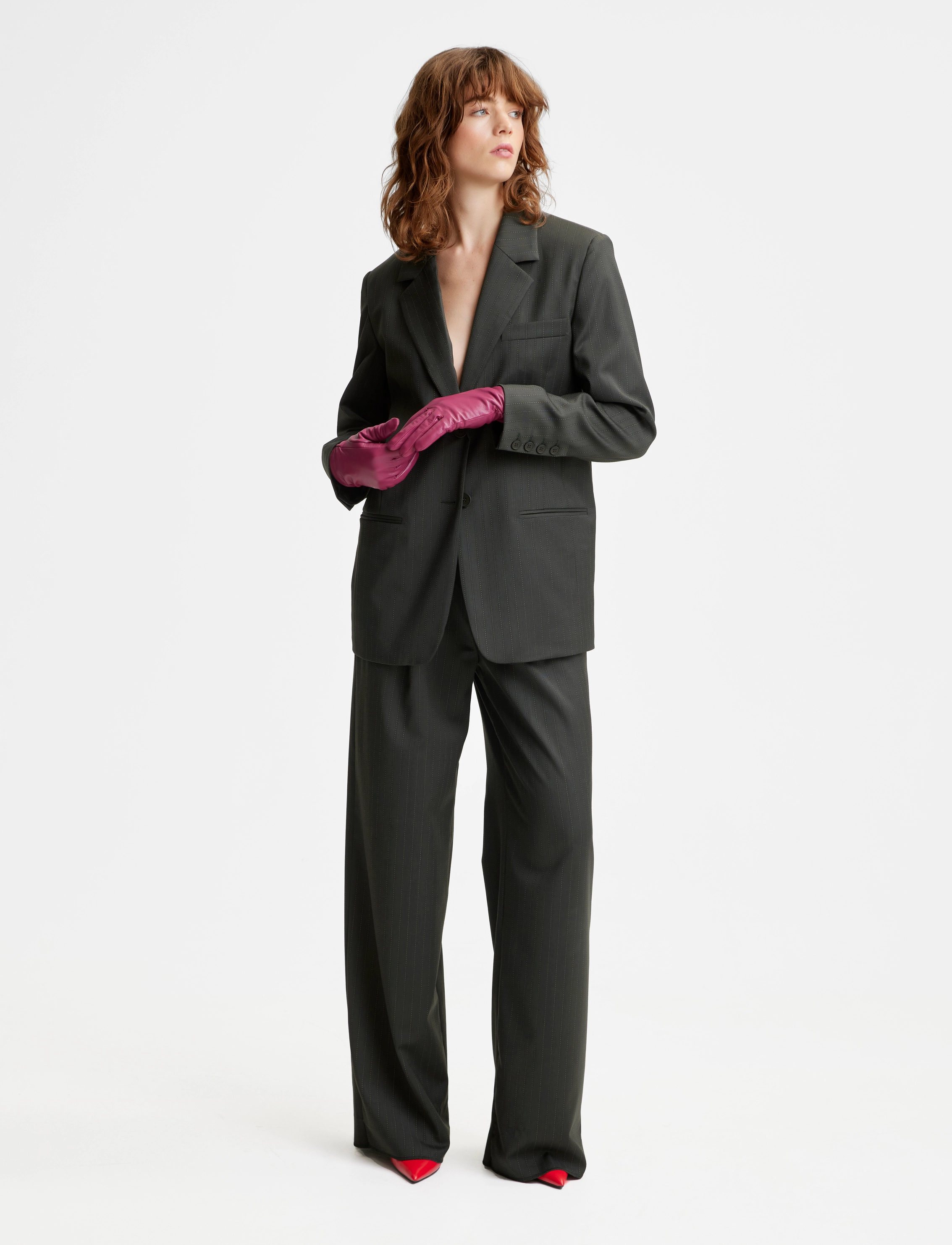 Gestuz - KamarieGZ MW pants - dark green pinstripe - 2