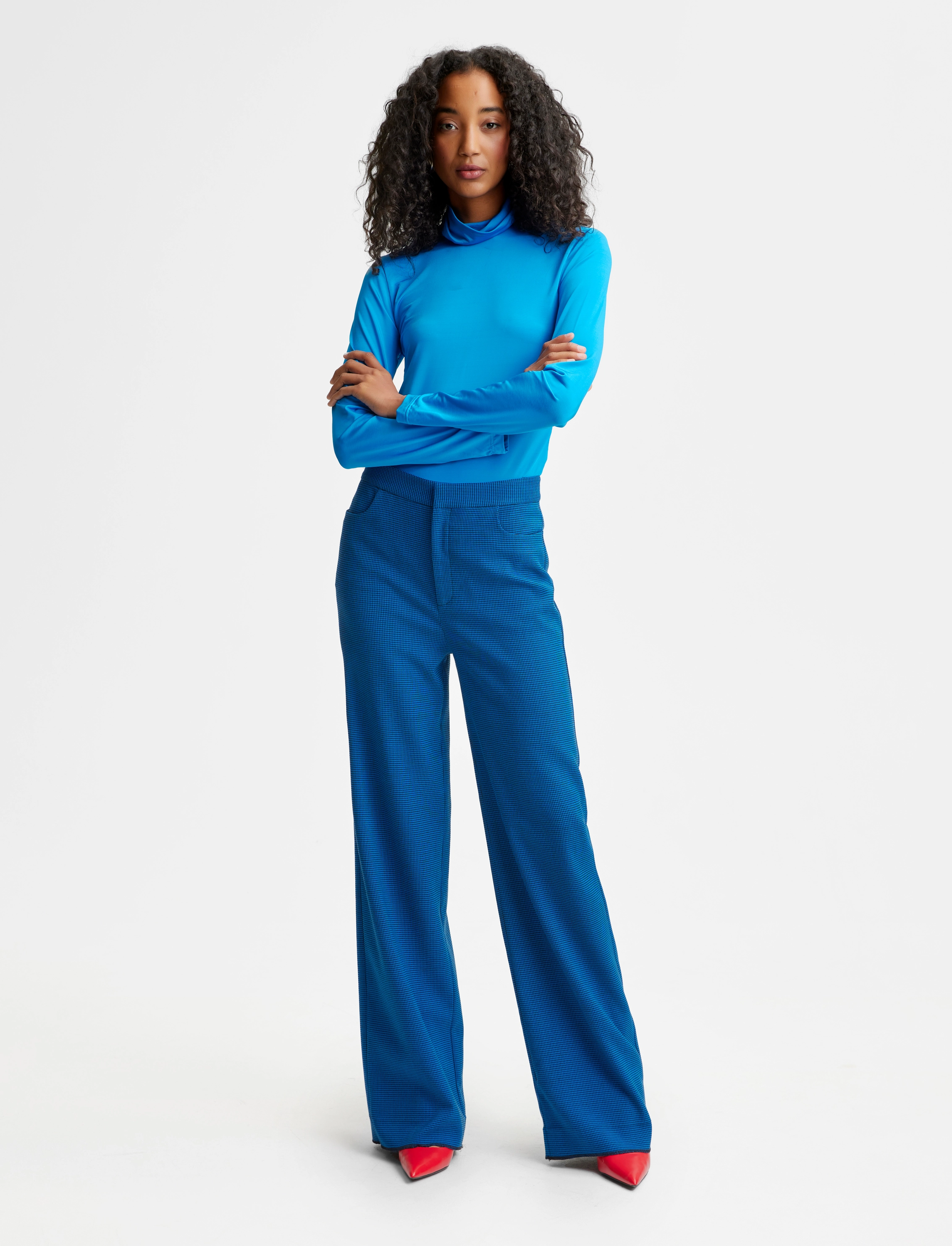 Gestuz - OttaviaGZ MW pants - directoire blue houndstooth - 2