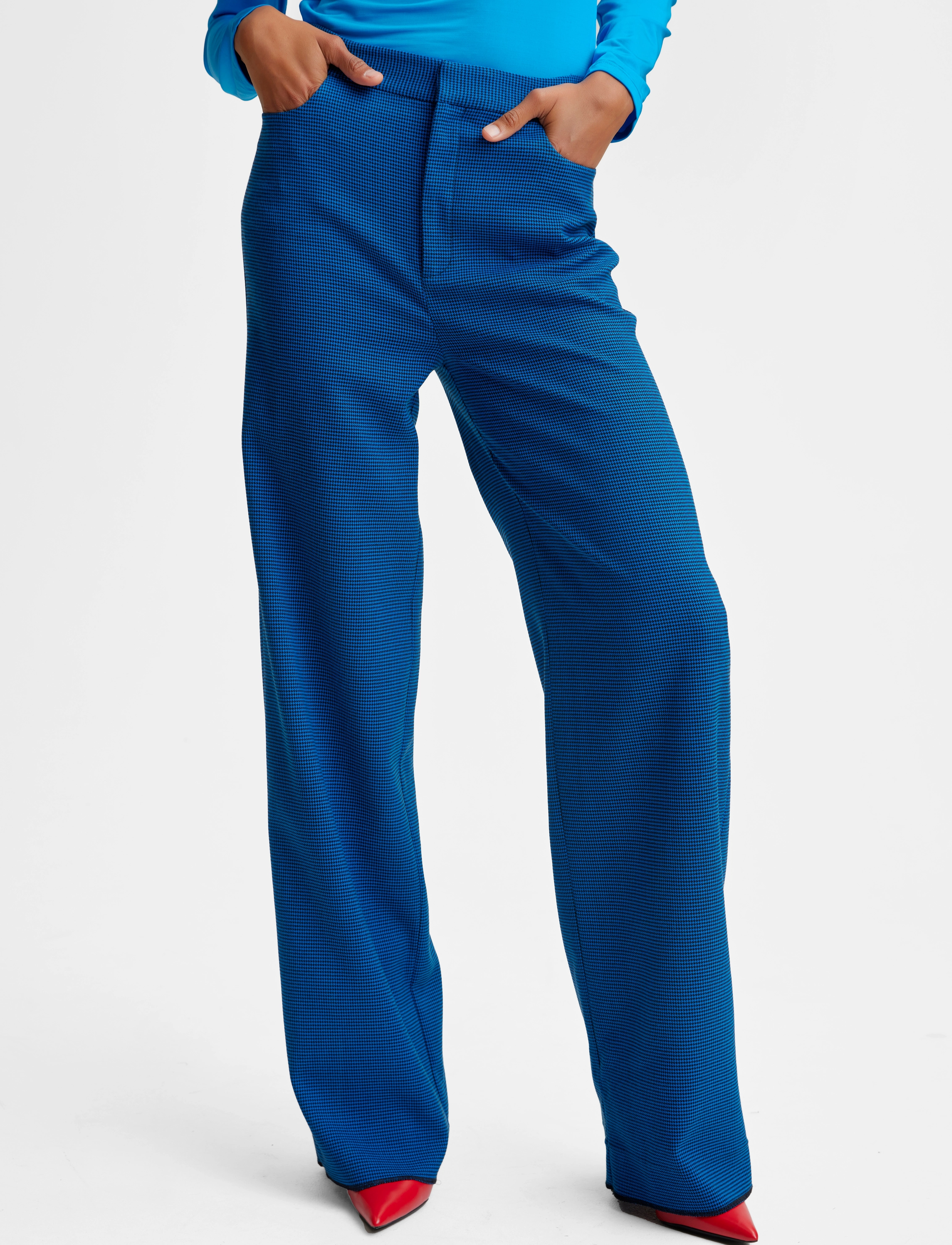 Gestuz - OttaviaGZ MW pants - directoire blue houndstooth - 4