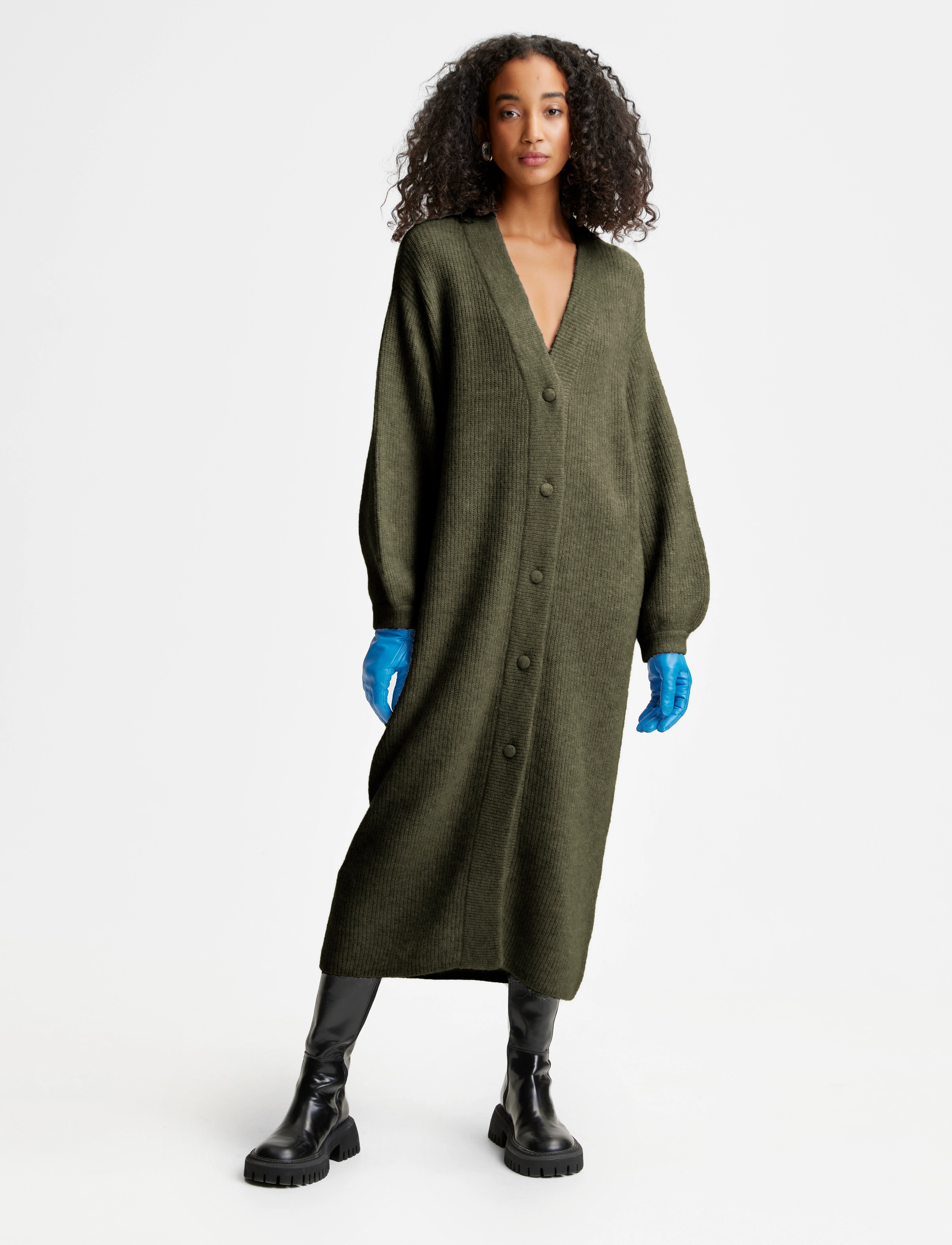 Gestuz - AlphaGZ long cardigan - dark olive mélange - 2