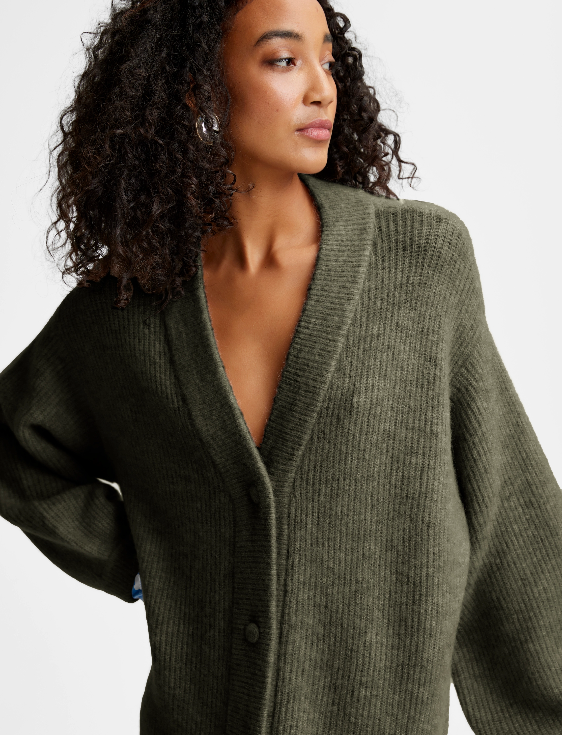 Gestuz - AlphaGZ long cardigan - dark olive mélange - 3