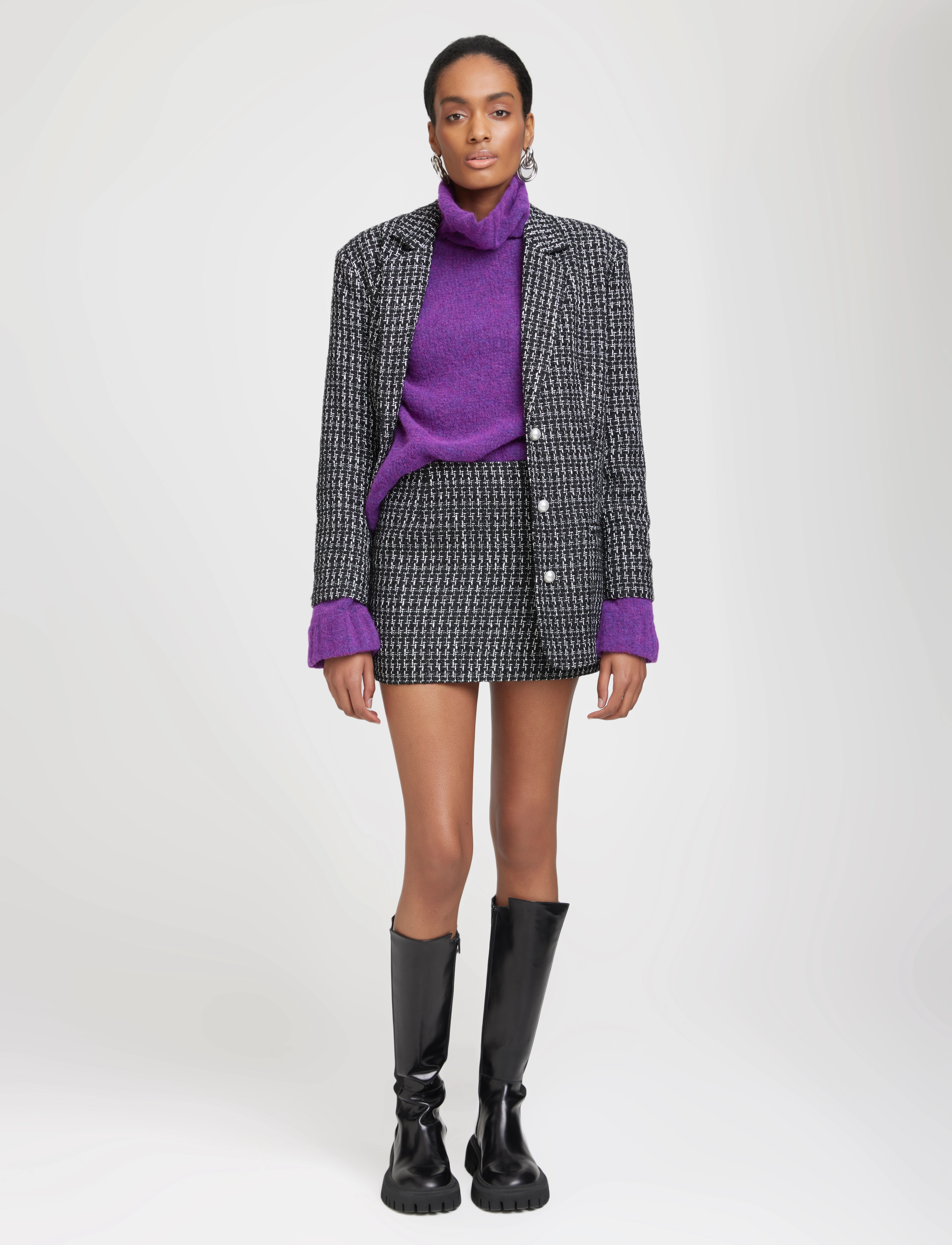Gestuz - KantaGZ MW mini skirt - black/white boucle - 2