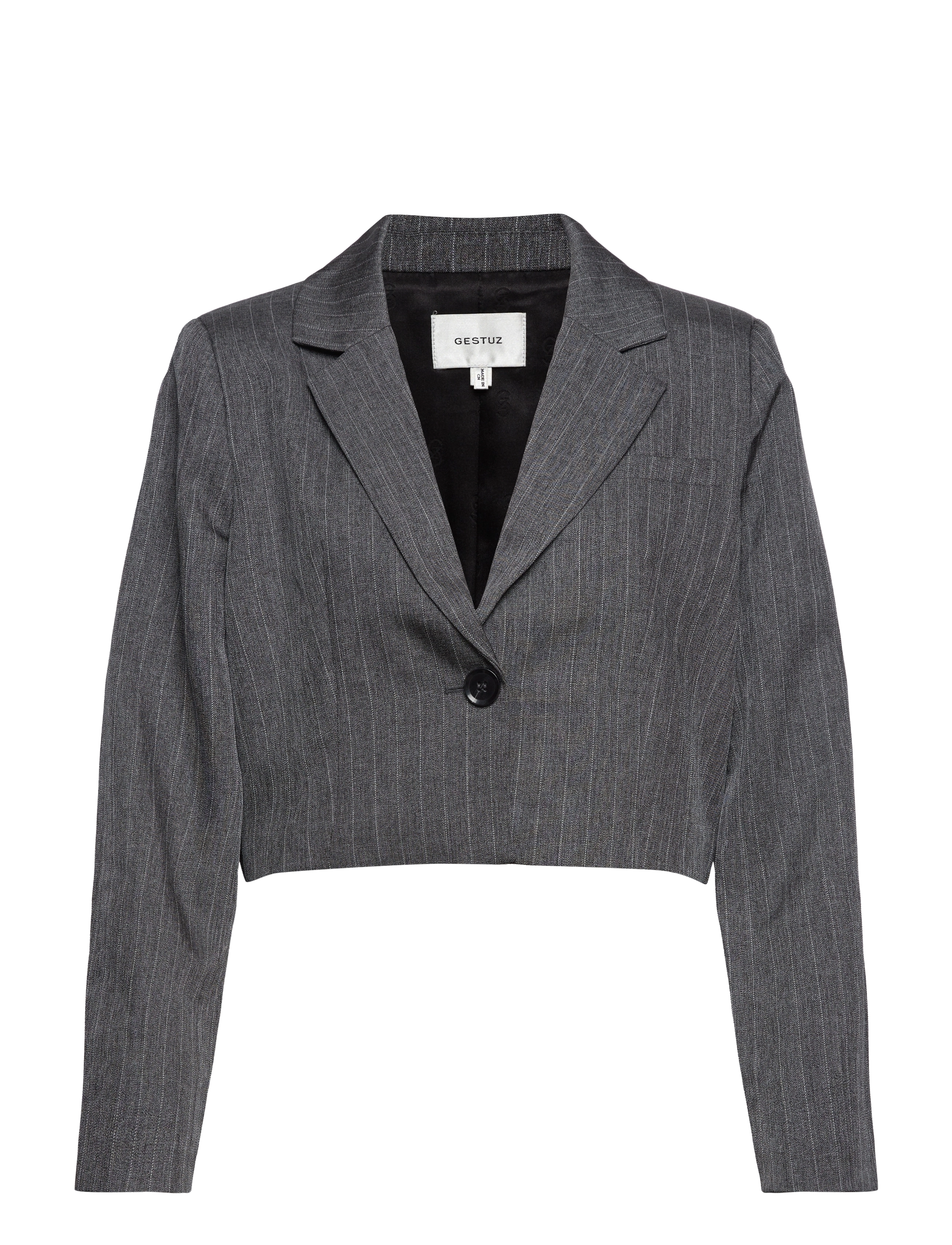 Gestuz - AlinaGZ cropped blazer - dark grey pinstripe - 0