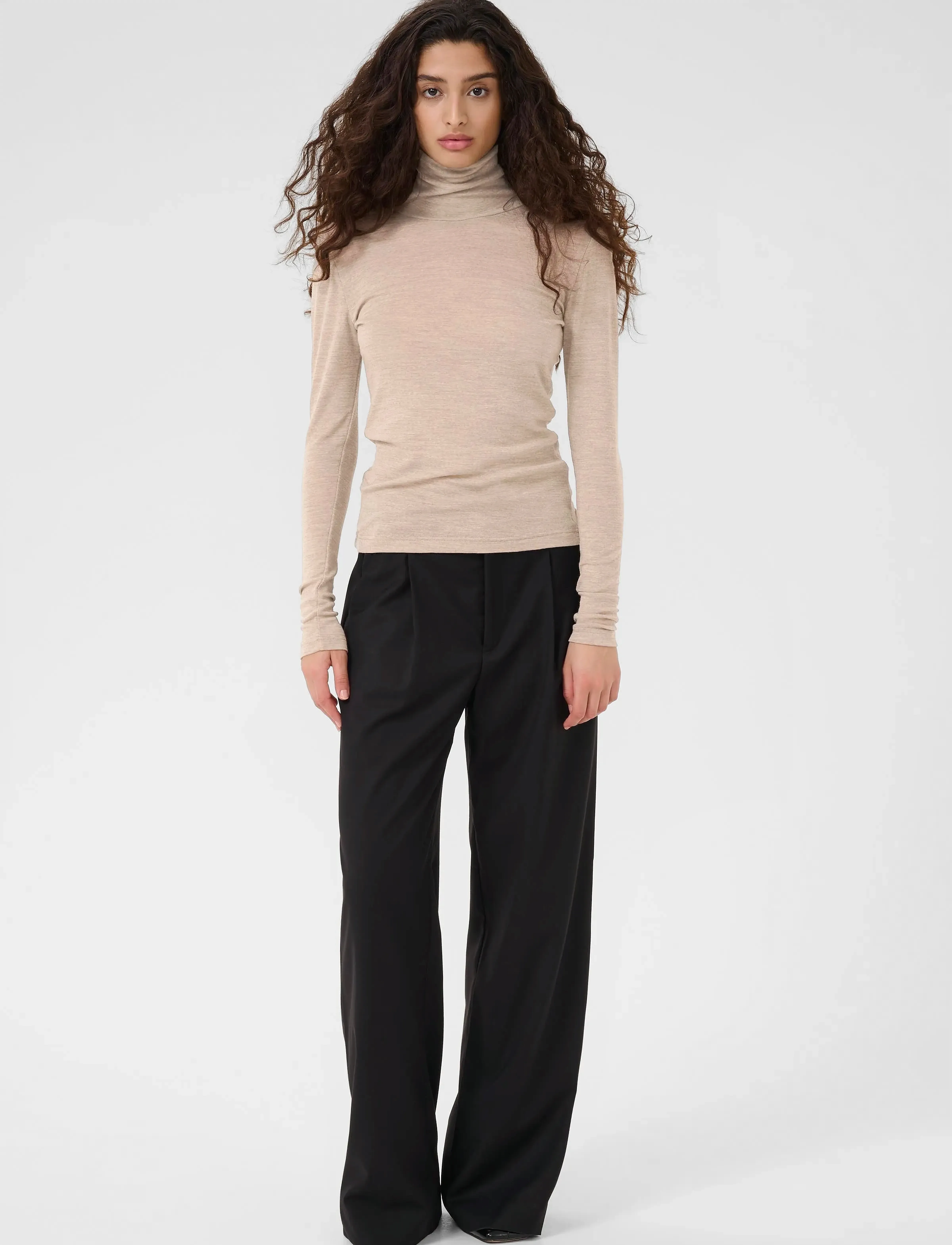 Gestuz - NiniaGZ wool rollneck NOOS - rullekraver - sand melange - 3