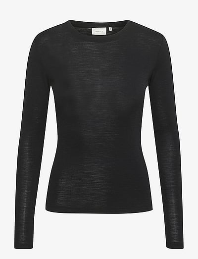 Gestuz NiniaGZ ls wool roundneck NOOS - Long-sleeved tops - BLACK / black