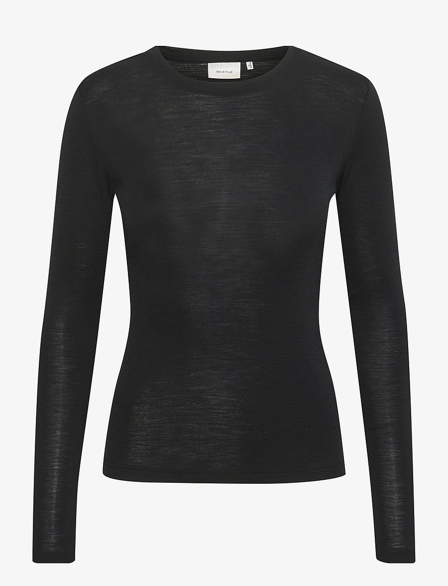 Gestuz - NiniaGZ ls wool roundneck NOOS - langærmede toppe - black - 1