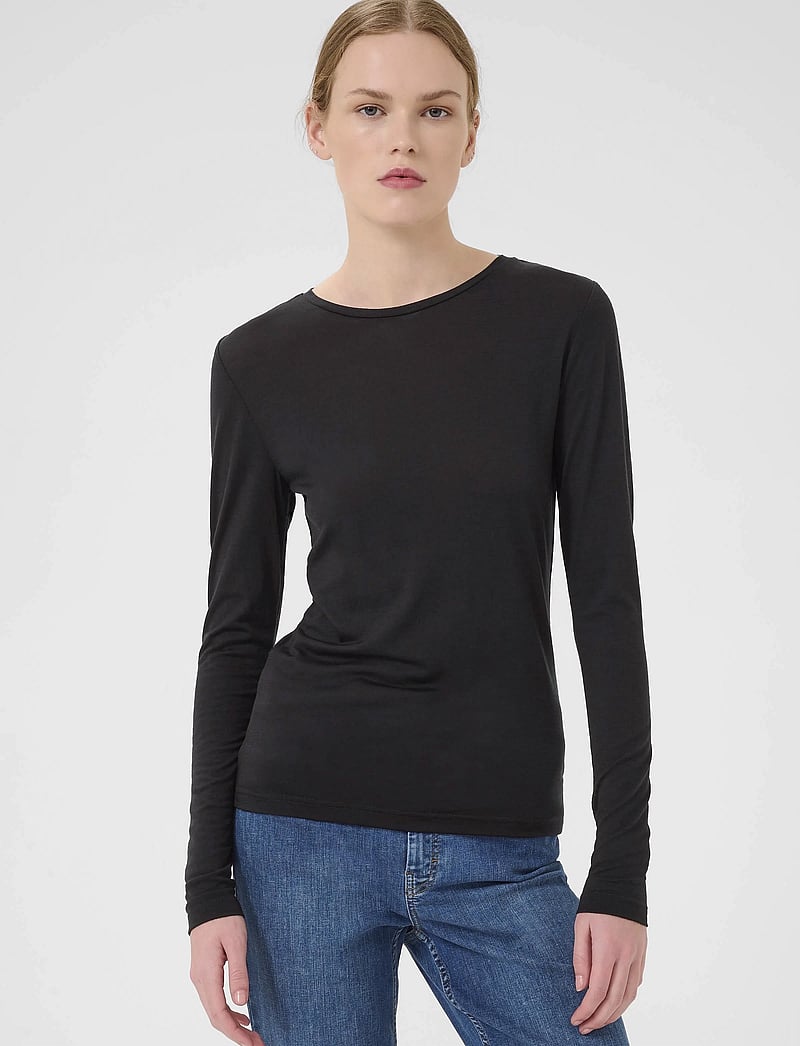 Gestuz - NiniaGZ ls wool roundneck NOOS - långärmade toppar - black - 0