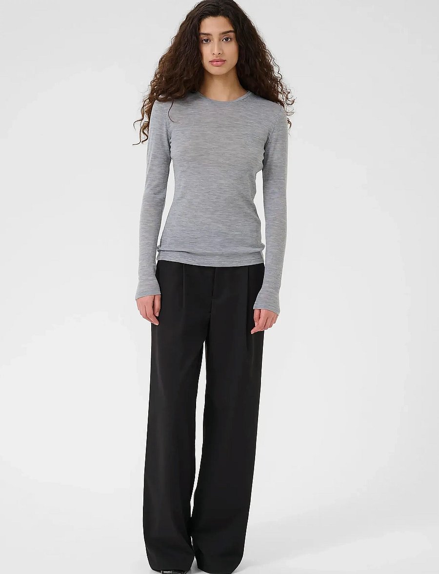 Gestuz - NiniaGZ ls wool roundneck NOOS - langerma toppar - grey mÉlange - 3