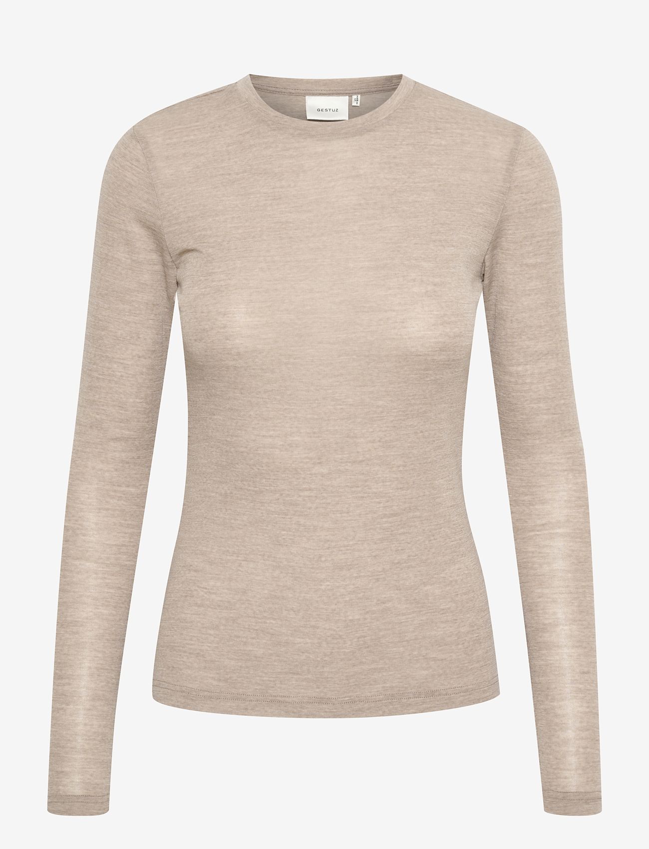 Gestuz - NiniaGZ ls wool roundneck NOOS - long-sleeved tops - sand melange - 1