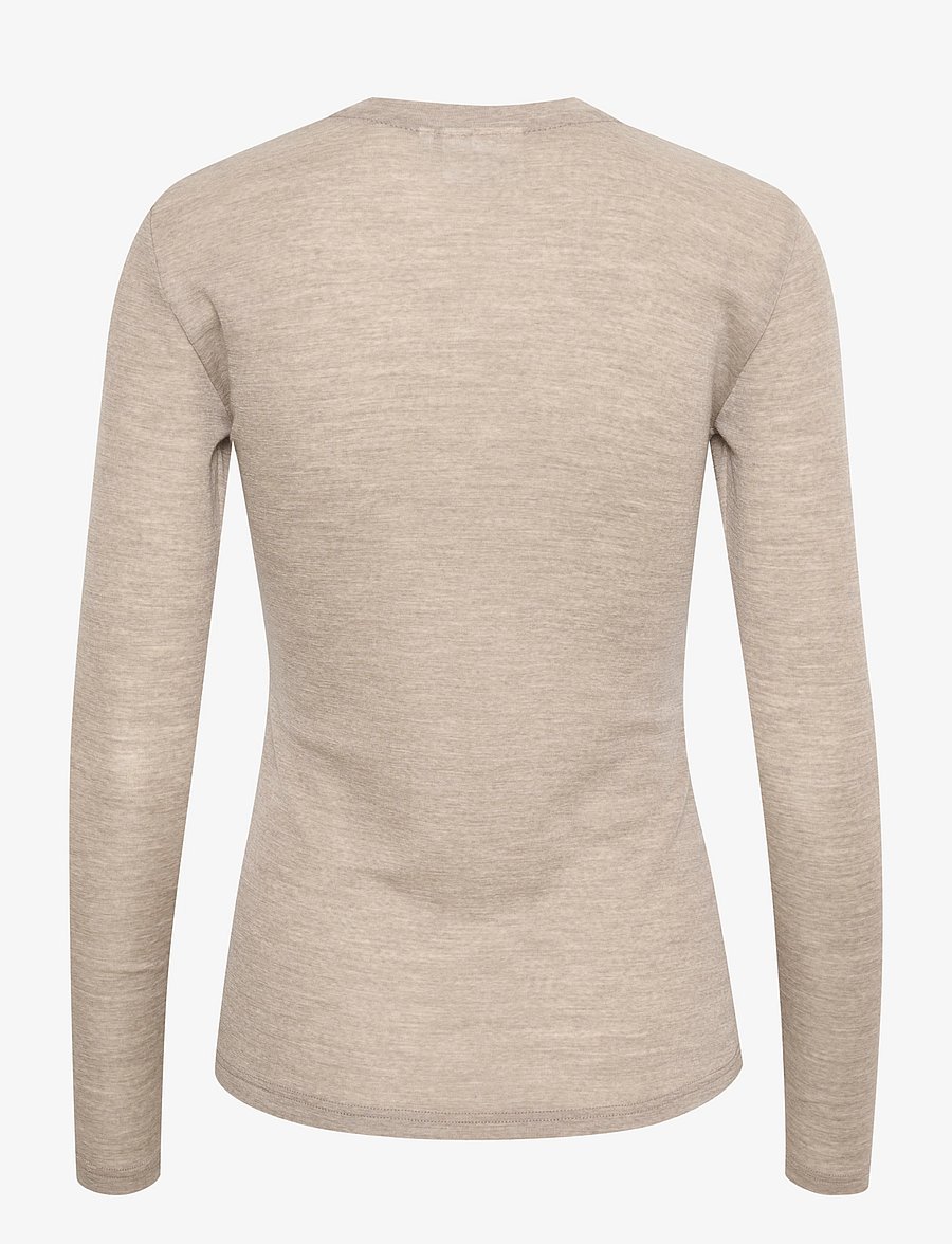 Gestuz - NiniaGZ ls wool roundneck NOOS - langærmede toppe - sand melange - 2