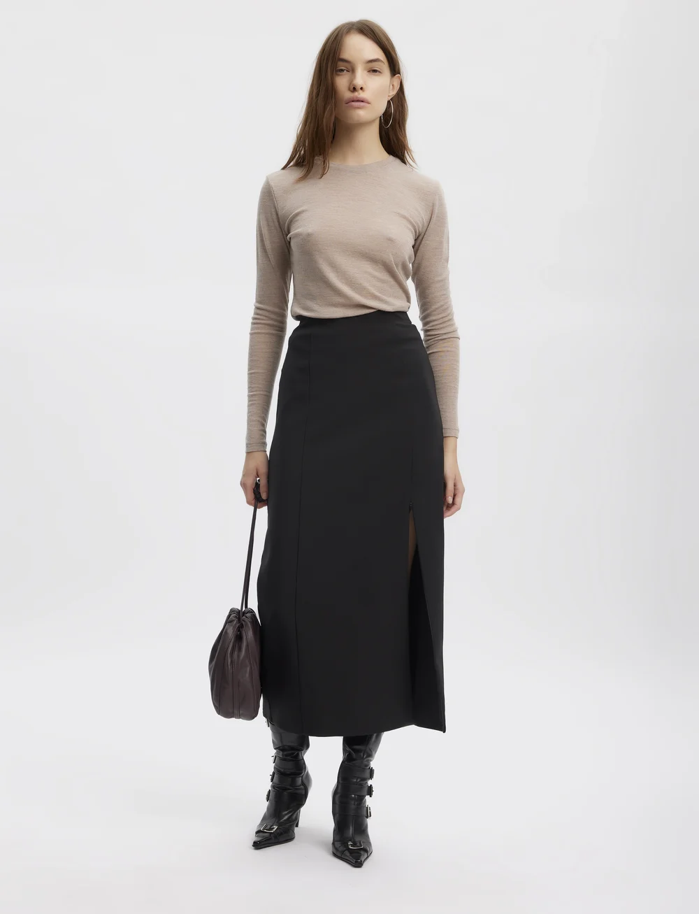 Gestuz - NiniaGZ ls wool roundneck NOOS - pikkade varrukatega alussärgid - sand melange - 3