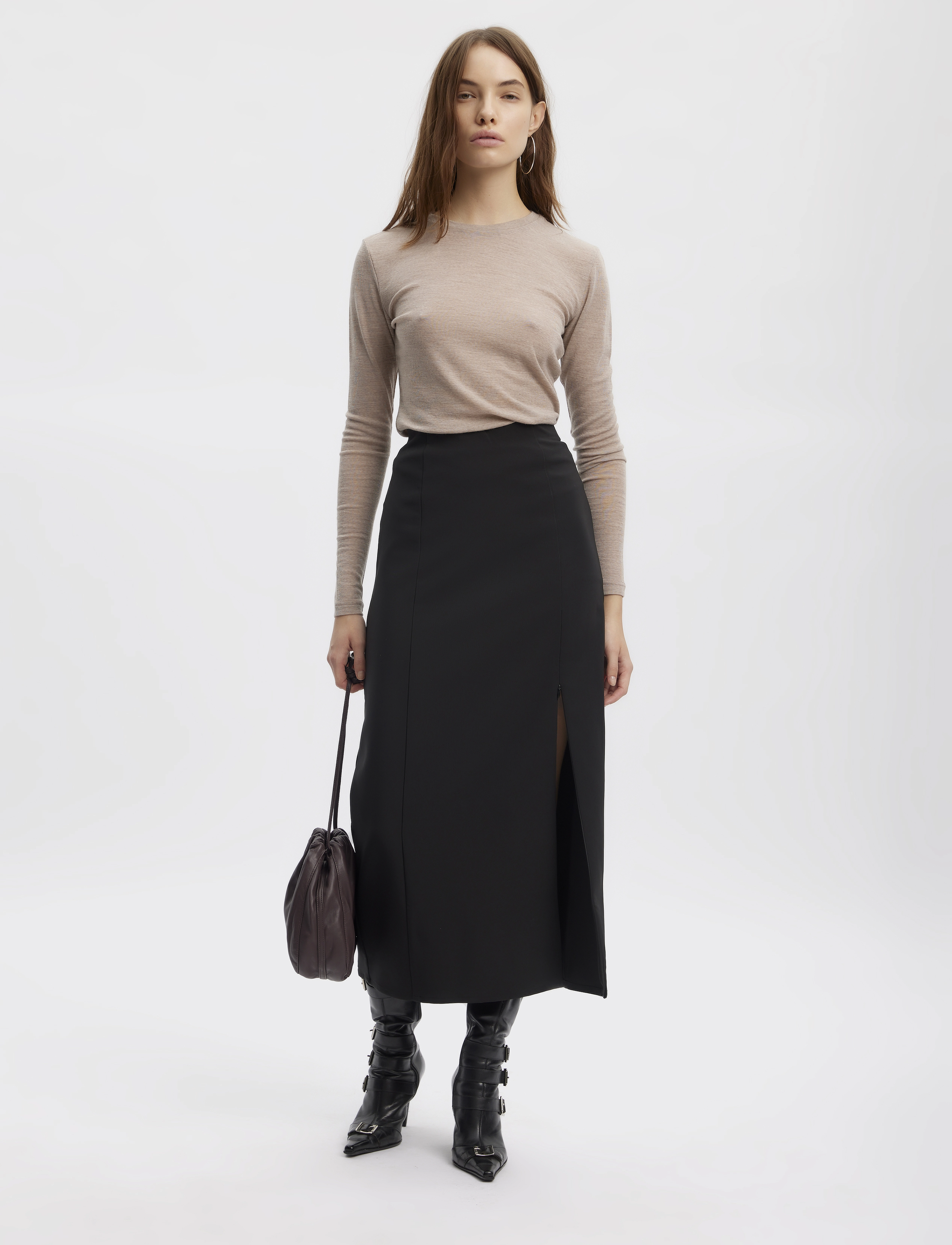 Gestuz - NiniaGZ ls wool roundneck NOOS - langærmede toppe - sand melange - 3